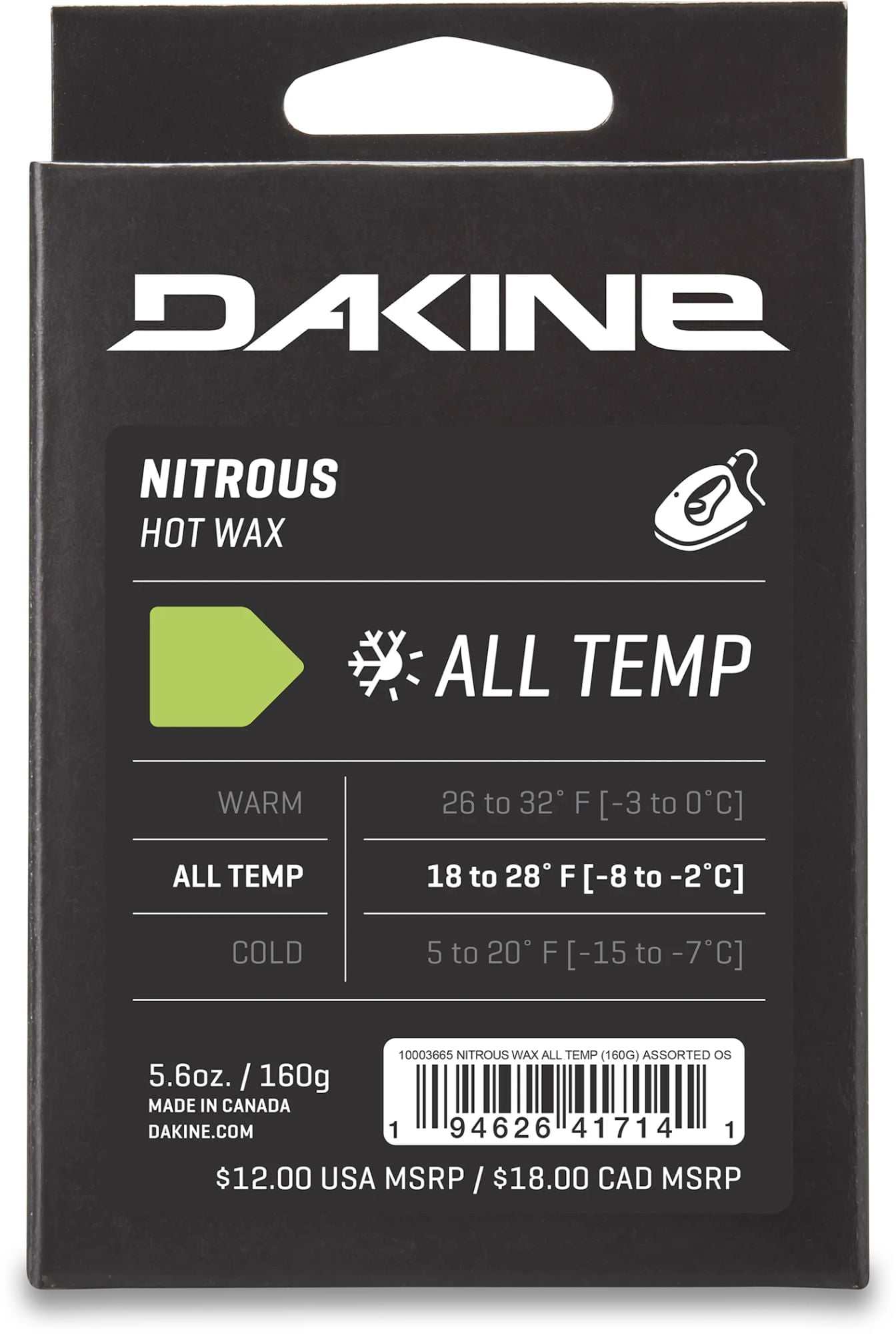 Dakine NITROUS ALL TEMP WAX (160G) | Ski and Snowboard Wax