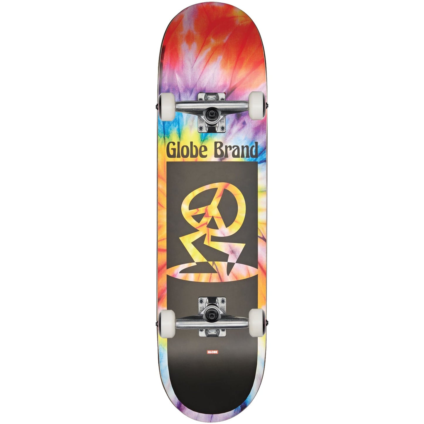 Globe Kids’ Peace Man Complete Skateboard 7.6 Spiral Dye/Black