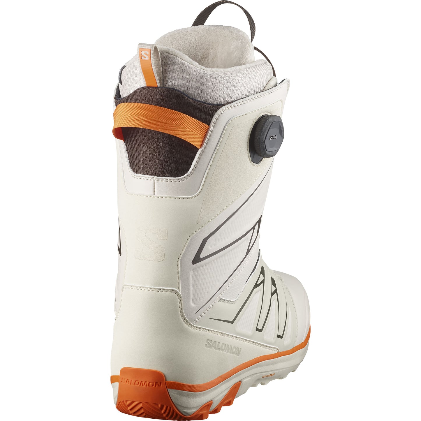 salomon launch boa sj boa men’s snowboard boots 2025-color-rainy day / birch / vibrant orange
