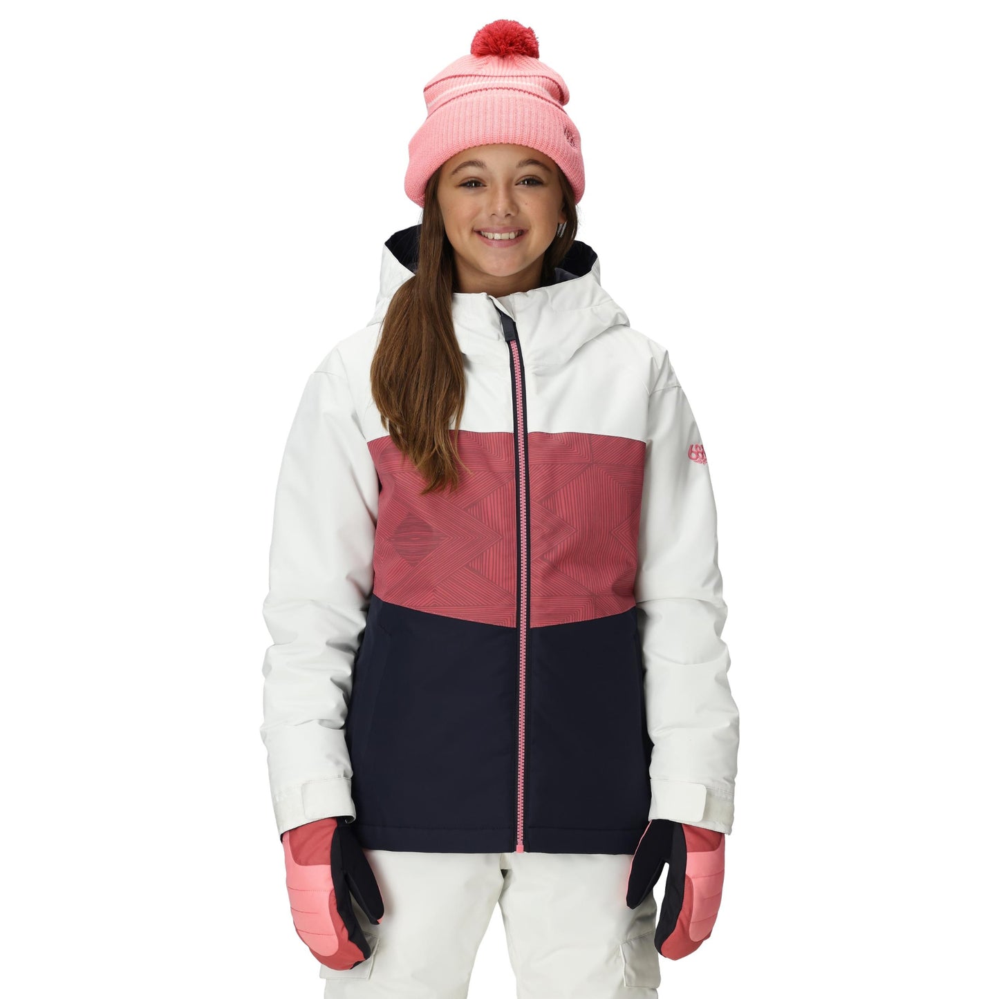 686 athena kids’ jacket-color-rosewood colorblock