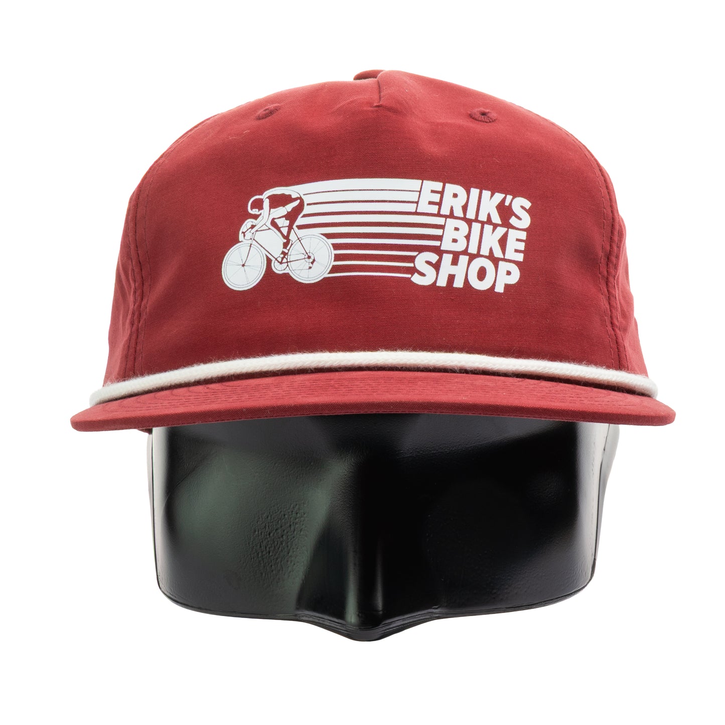 ERIK’S Cyclist Logo Flat Brim Hat One Size Cardinal/White