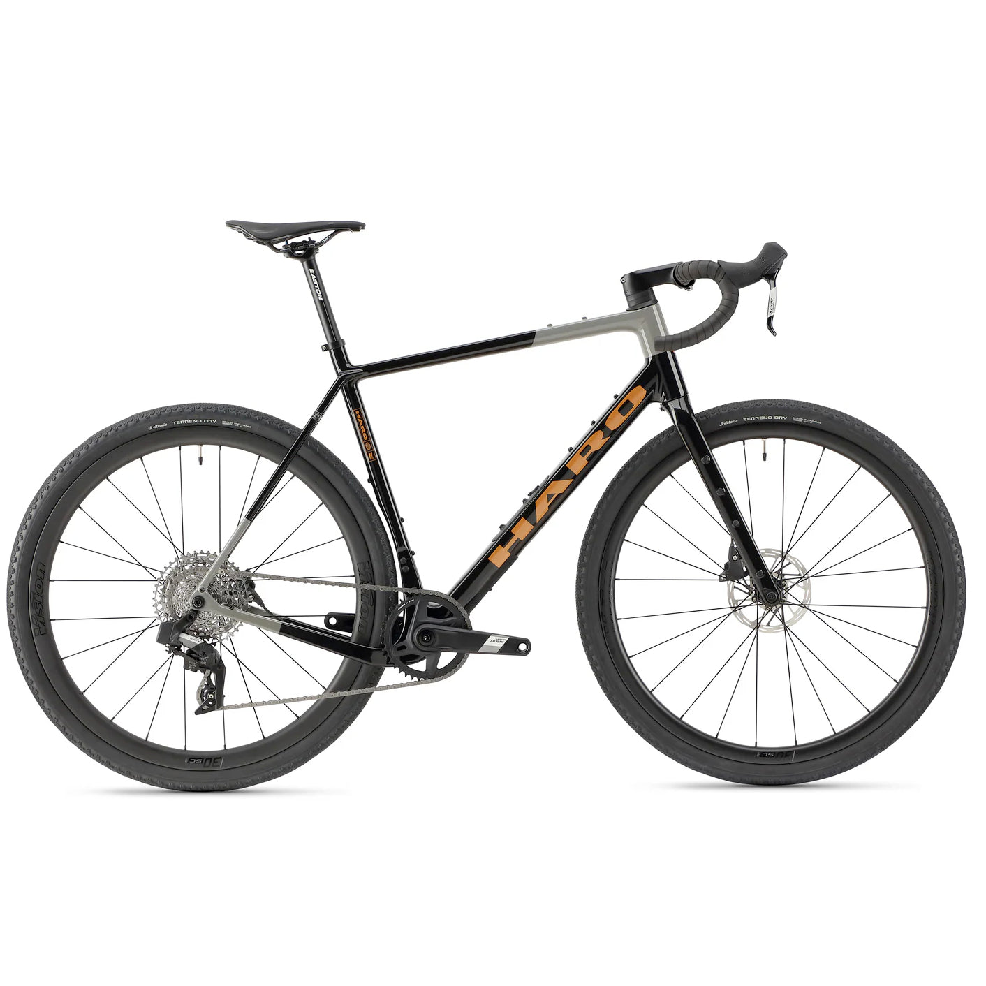 haro buzzard carbon 2 gravel road bike-color-gloss jet black and grey / copper