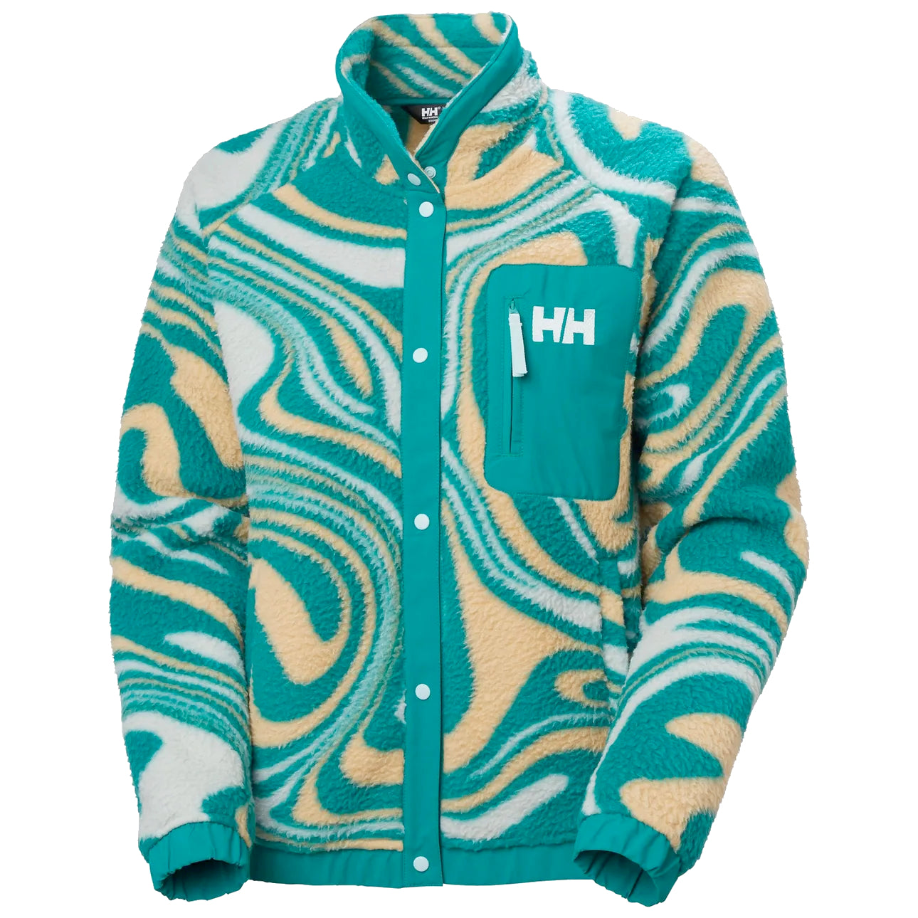 helly hansen imperial printed pile snap women’s fleece jacket-color-barely blue swirl aop