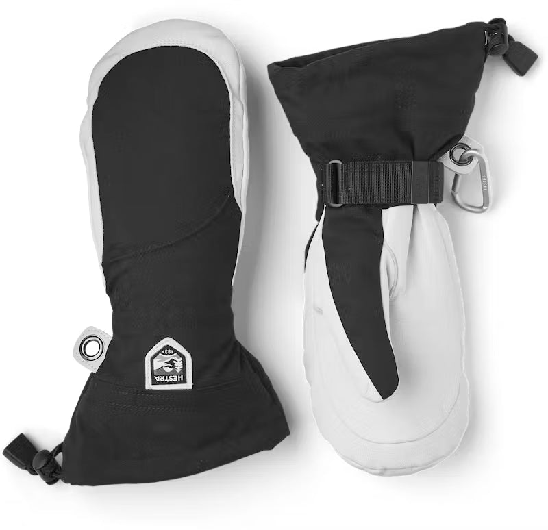Hestra Army Leather Heli Women's Ski Mitts 8 Blk/Off Wht