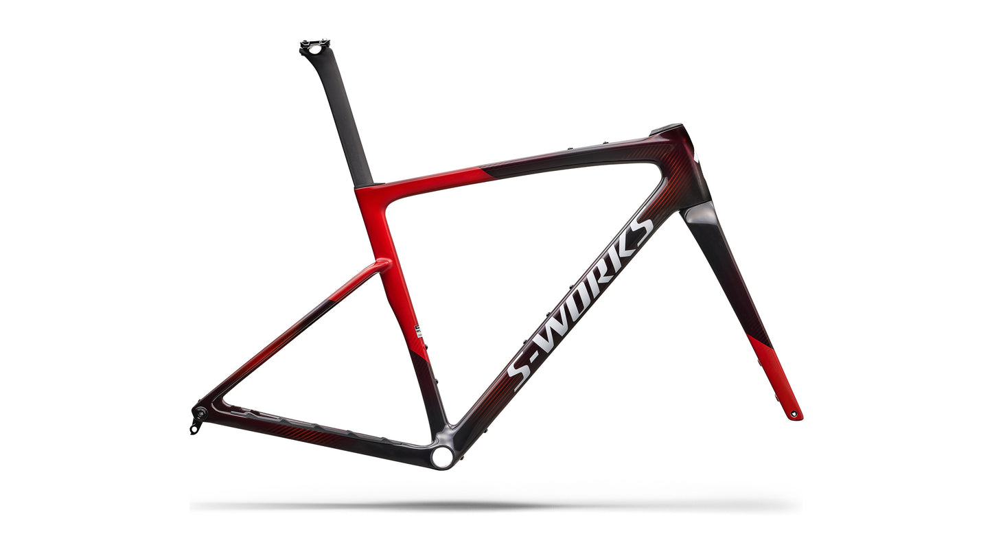 s-works crux 5 frameset-color-cayenne metallic/red tint/white silver metallic