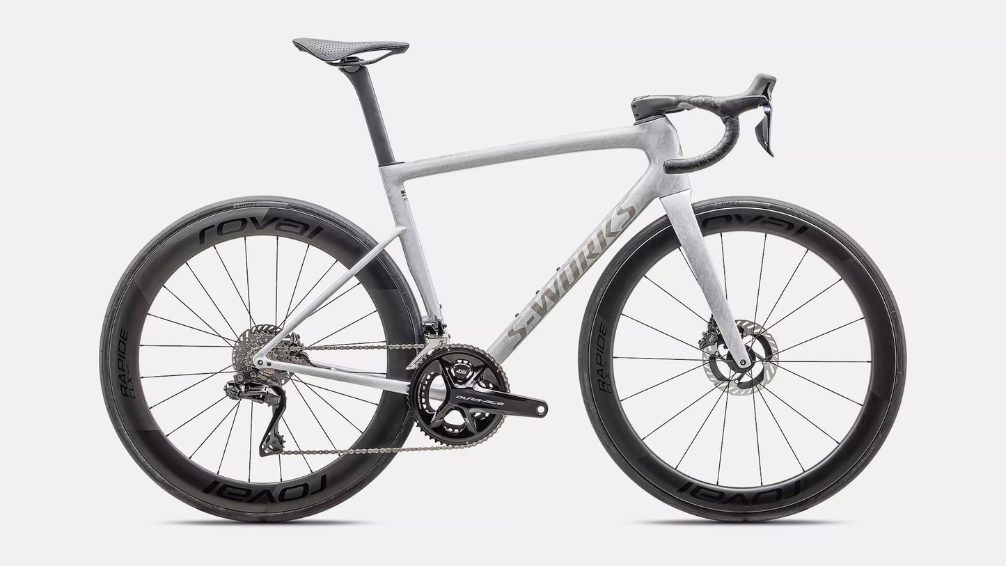 s-works 2025 tarmac sl8 di2 road bike-color-gloss dove grey/silver dust blurred impasto/black pearl