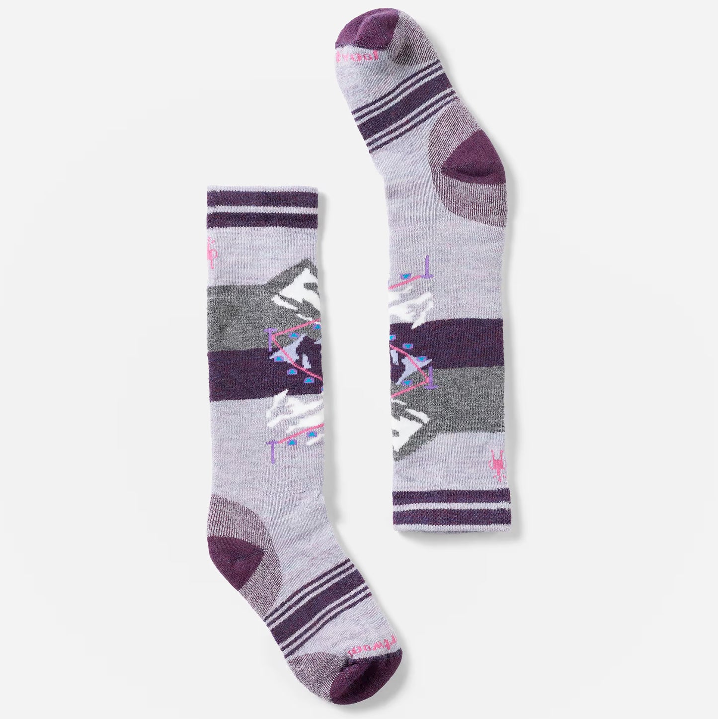 smartwool wintersport full cushion polar bear pattern otc kids’ sock-color-purple eclipse