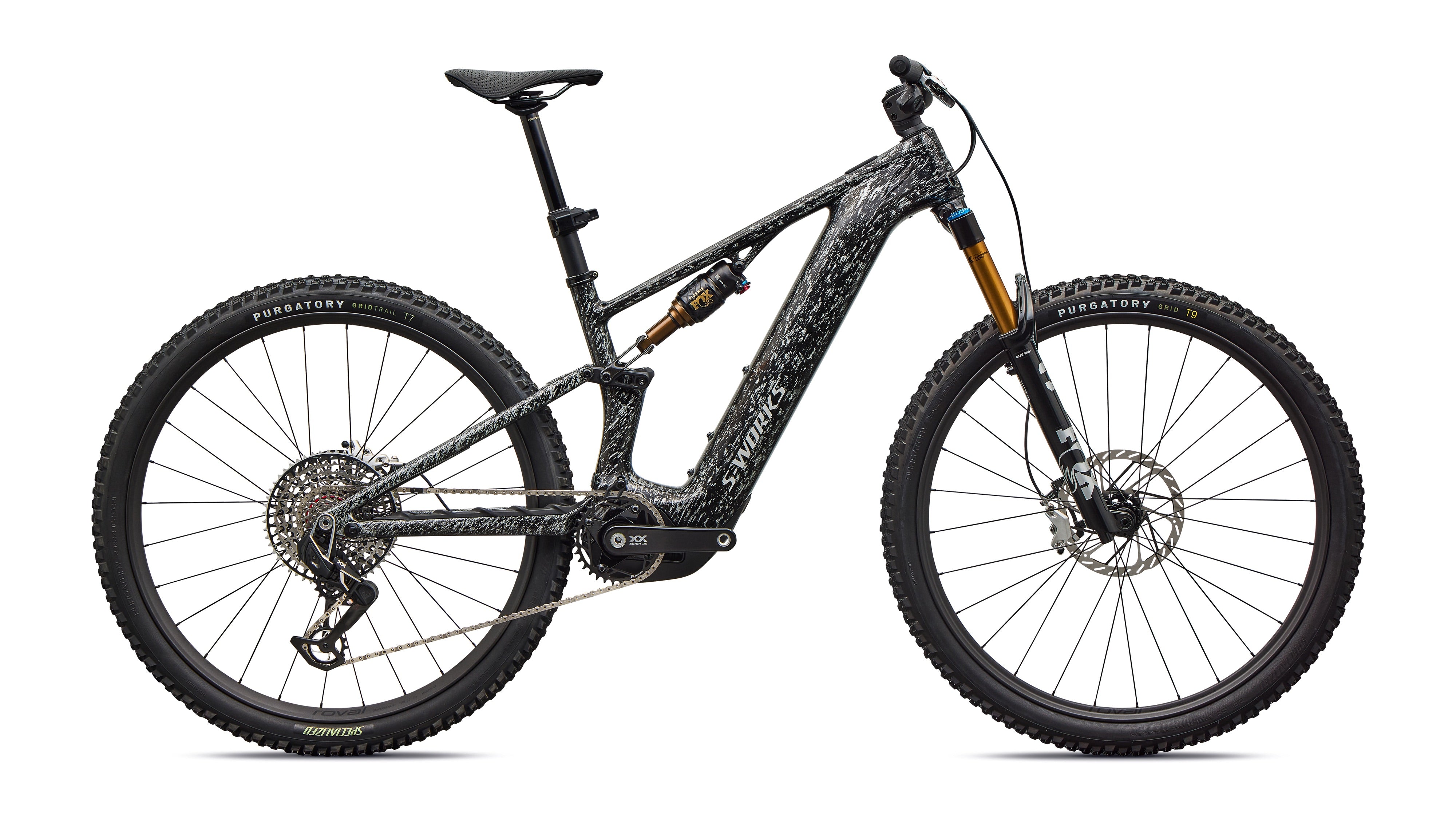 S-Works Turbo Levo R Gloss Shadow Silver Blended Speckle Over Carbon / Silver Dust / S4