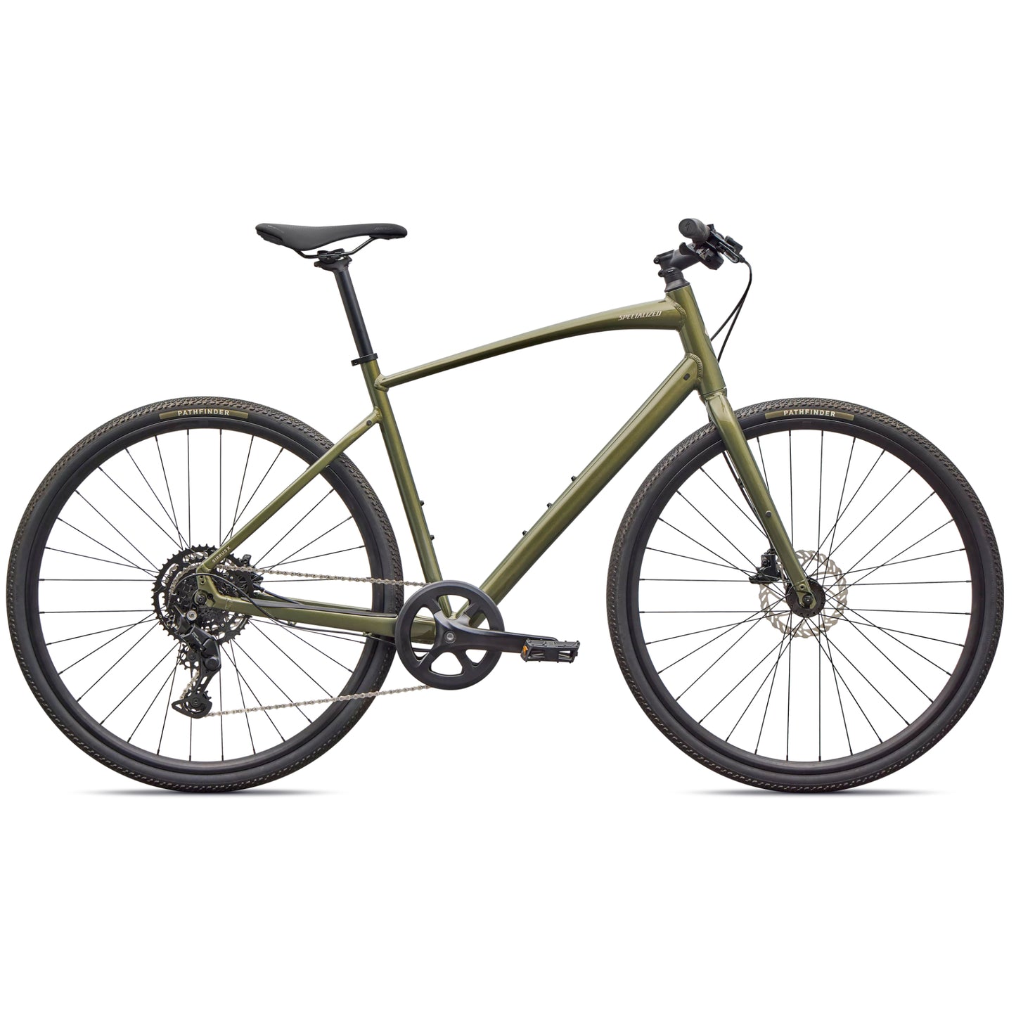 specialized 2026 sirrus x 2.0 flat bar road bike-color-gloss laruel green metallic / sandstone metallic frost reflective