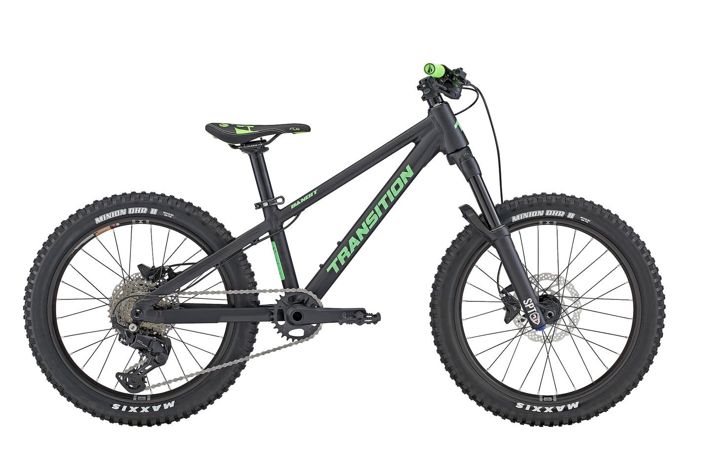 transition transition bandit 20” kid’s mountain bike-color-black and green-size-20in