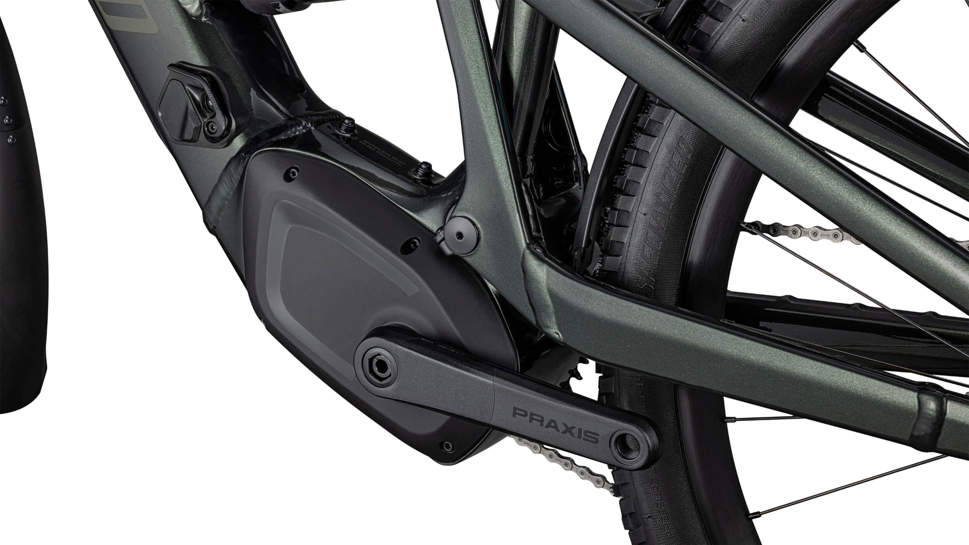 specialized <modelyear>> turbo tero x 5.0 full suspension electric bike-color-oak green metallic/oak green