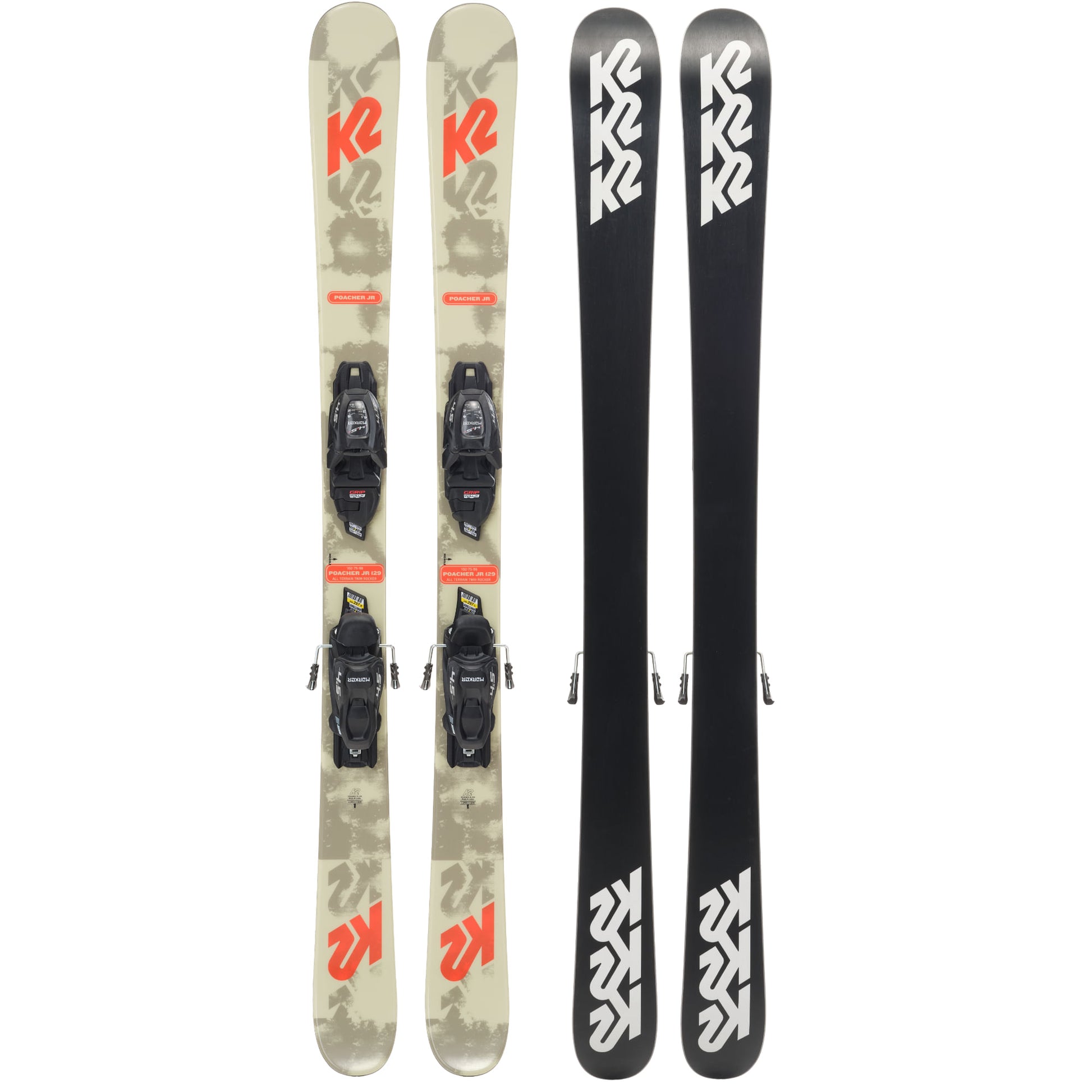 k2 poacher jr. kids’ skis with fdt 7.0 bindings 2024