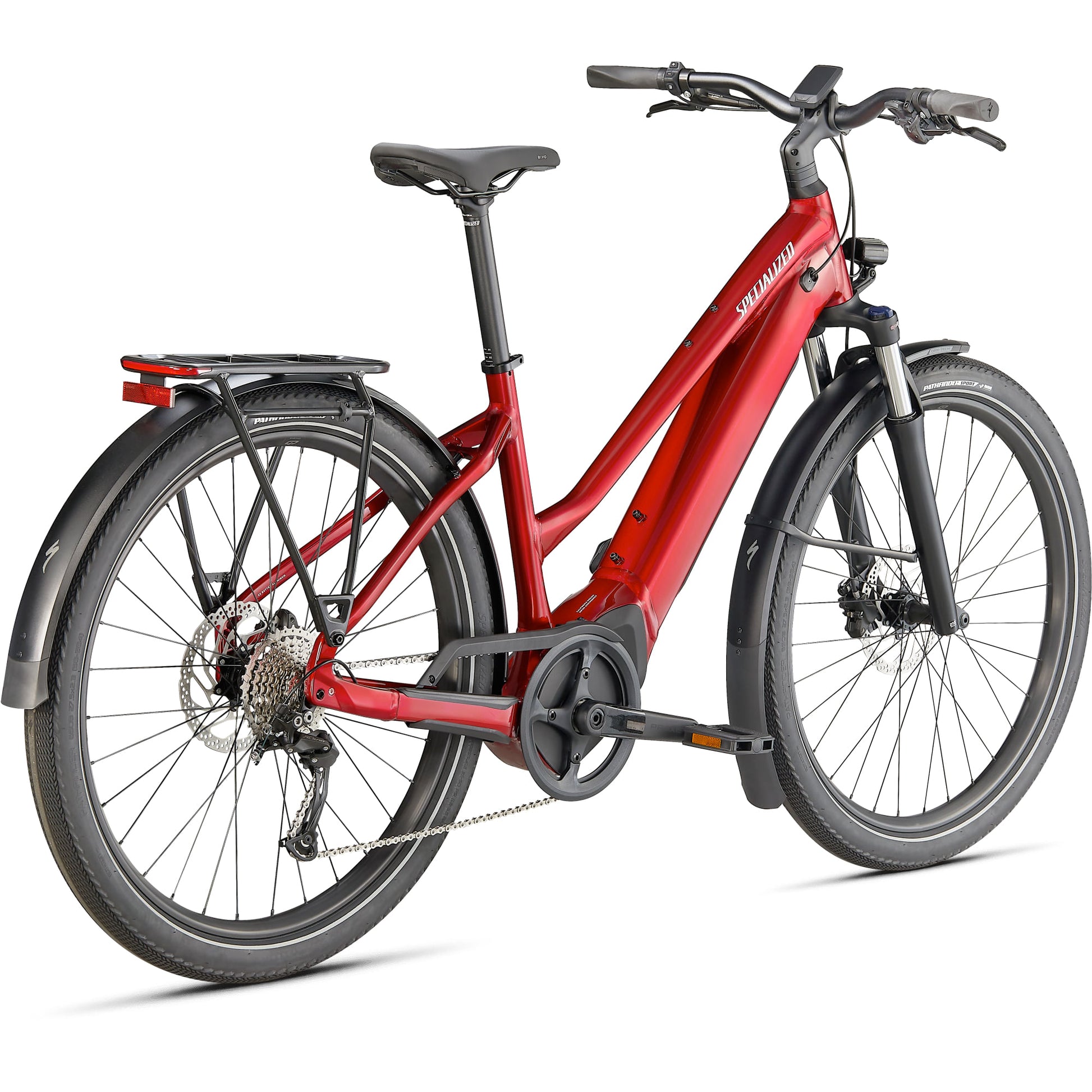 specialized 2023 turbo vado 3.0 step-through electric bike-color-red tint/silver reflective