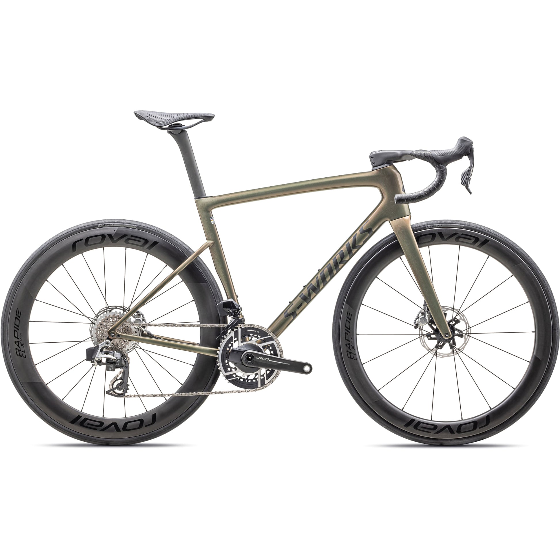 s-works 2025 tarmac sl8 etap road bike-color-cypress metallic/gold chameleon/metallic black