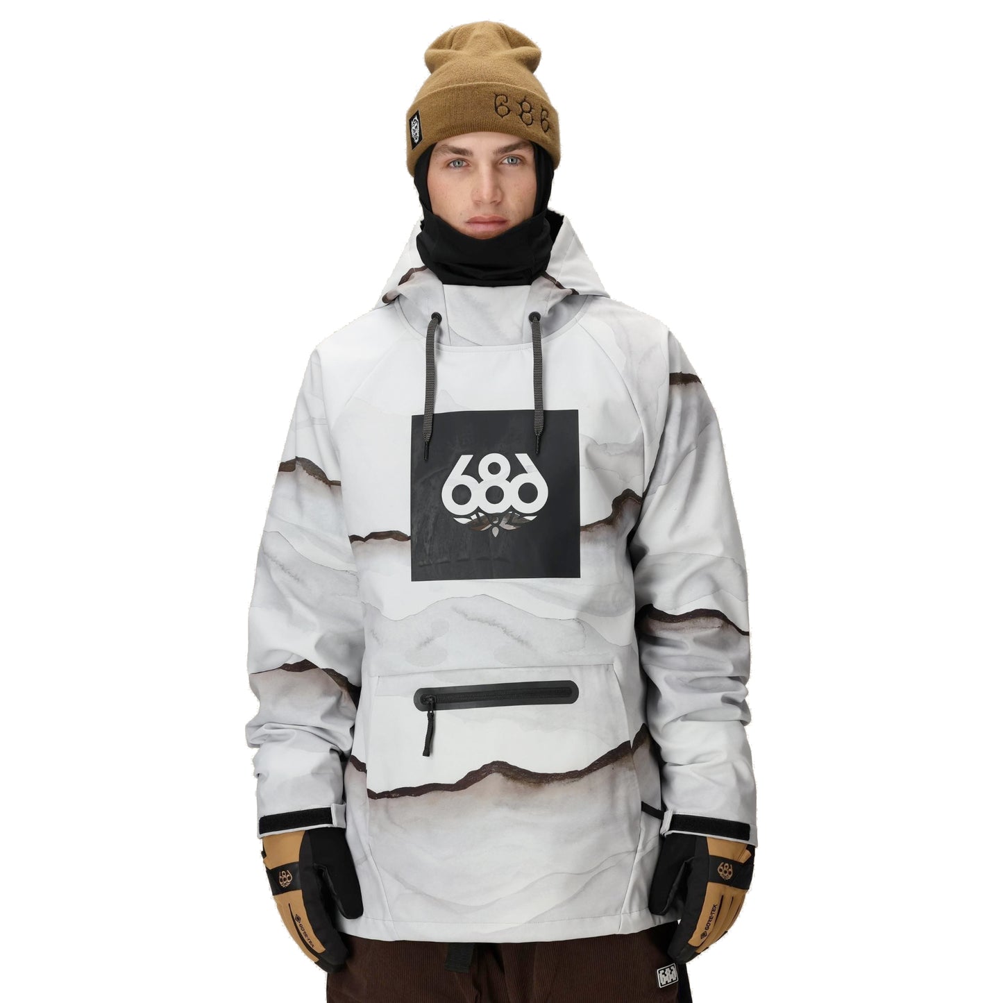 686 men’s waterproof hoodie-color-smoke mountain print