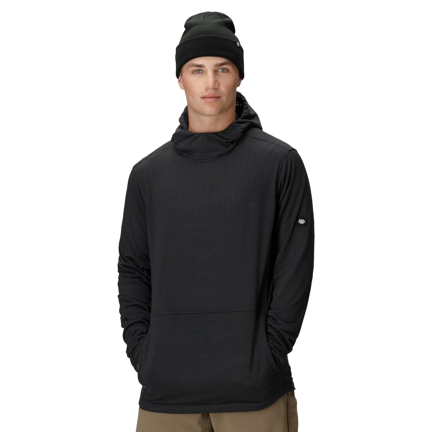 686 mission grid fleece hoodie-color-black