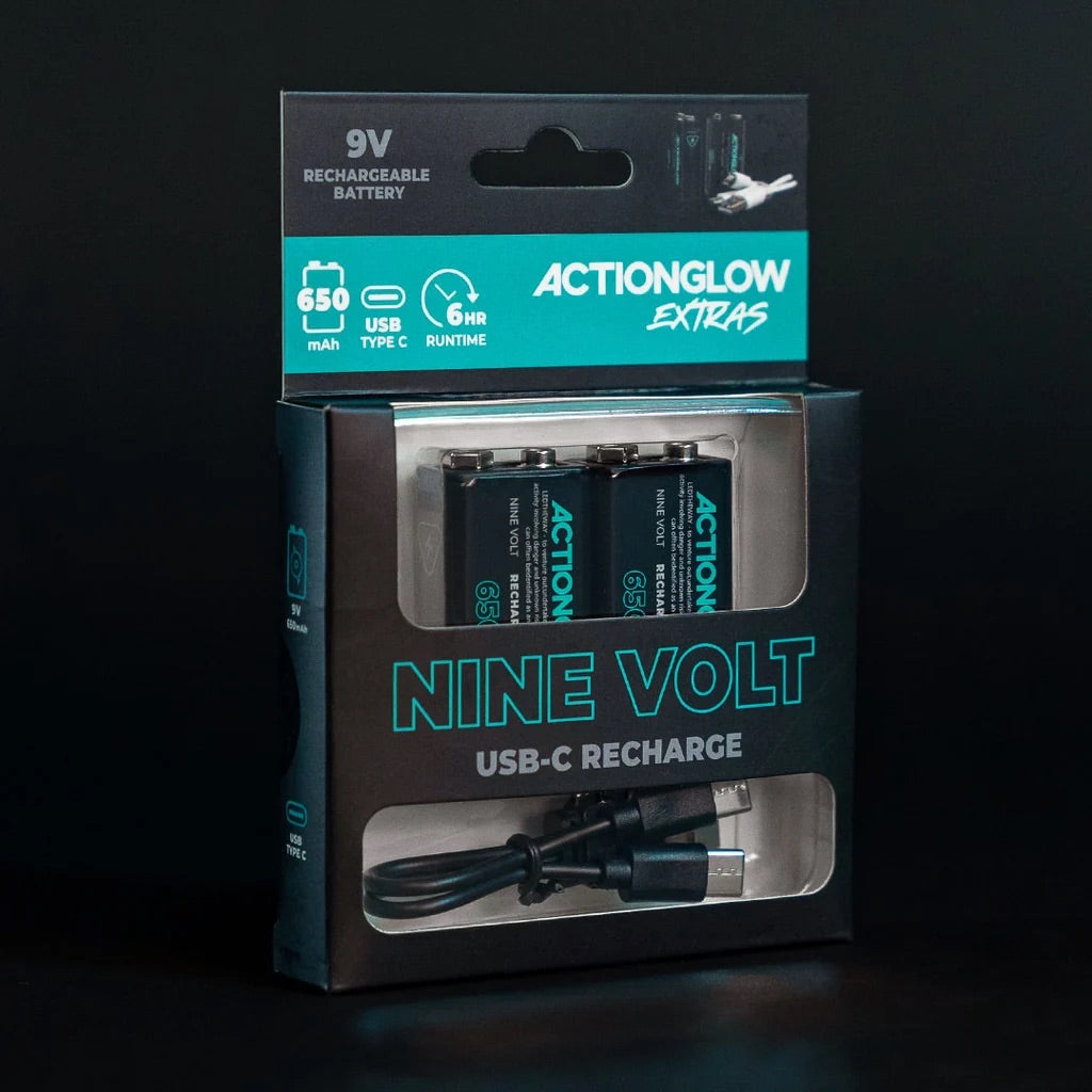 ActionGlow Rechargeable 9V Battery 2 Pack
