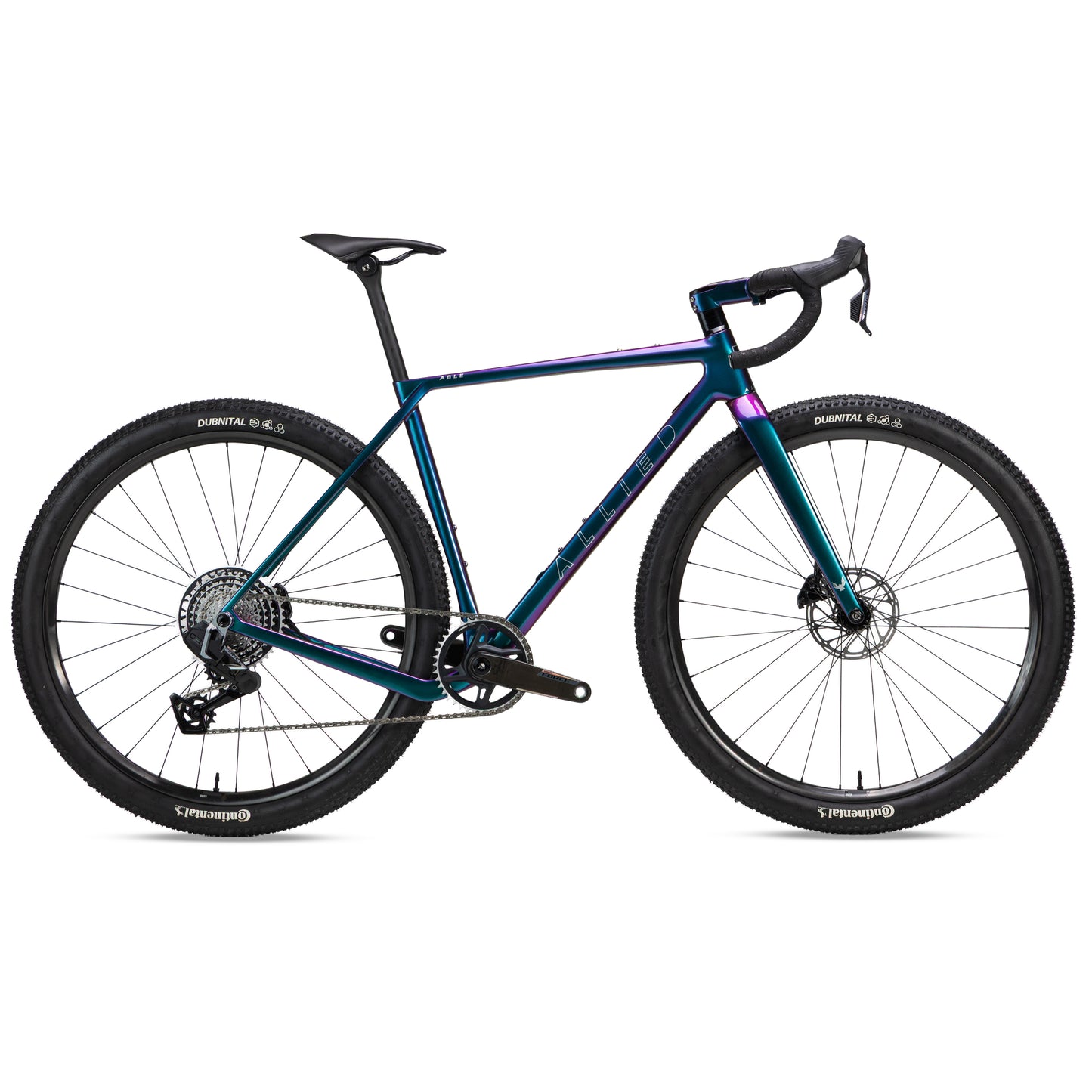 allied able sram force xplr axs gravel bike-color-harlequin purple to green