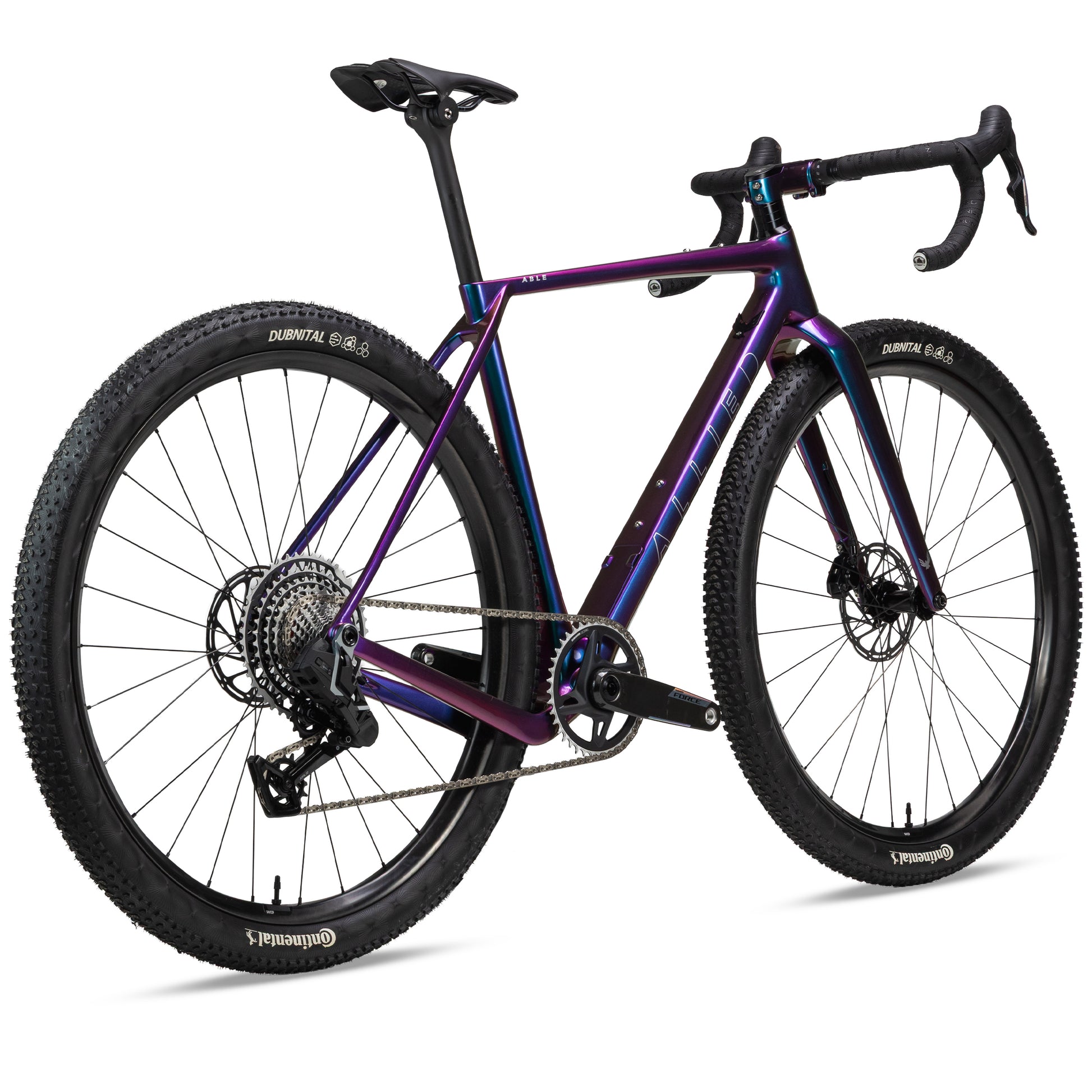 allied able sram force xplr axs gravel bike-color-harlequin purple to green