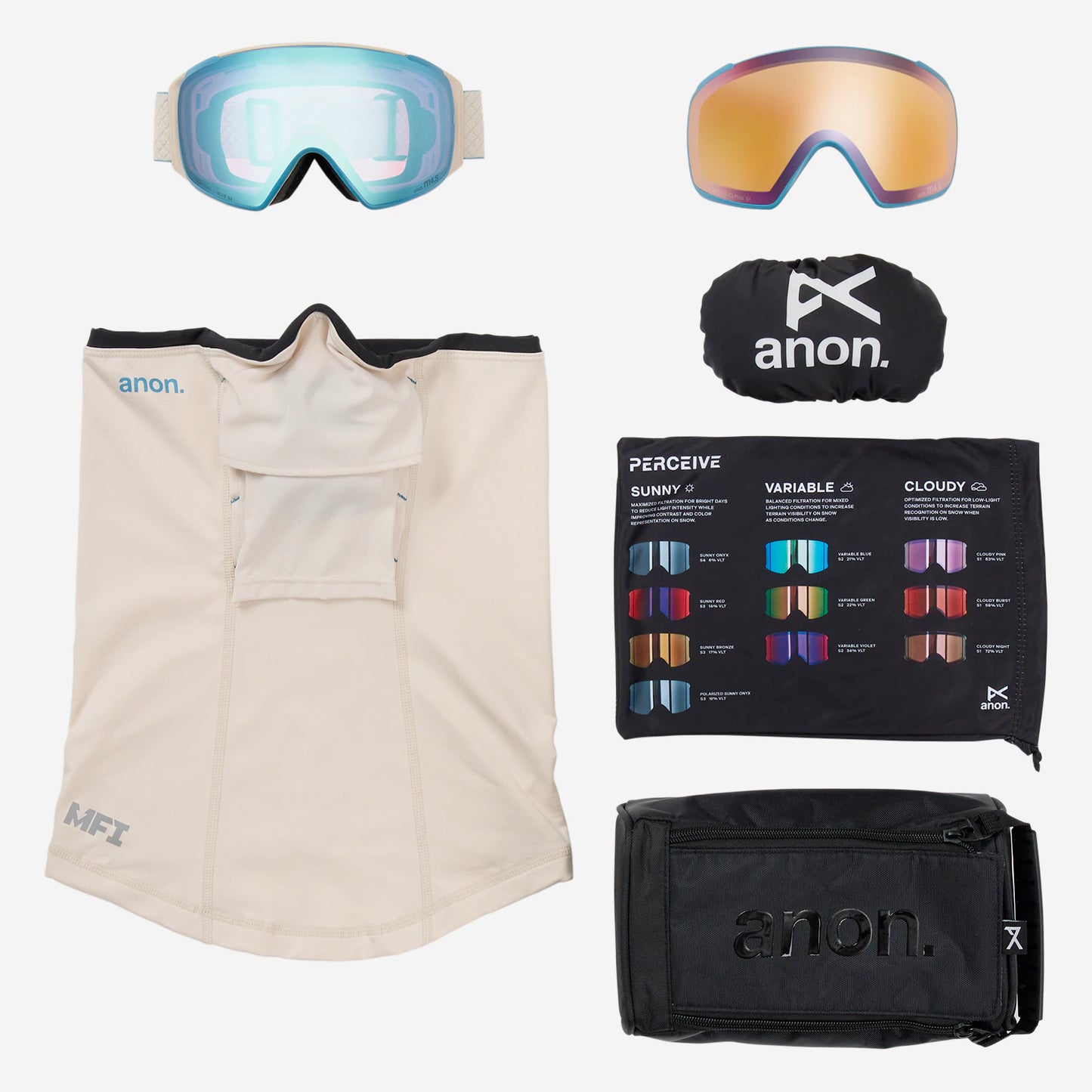 anon m4s goggles Anon M4S Goggles Toric + Bonus Lens + MFI Mask Soft Sage/Perceive Sunny Onyx