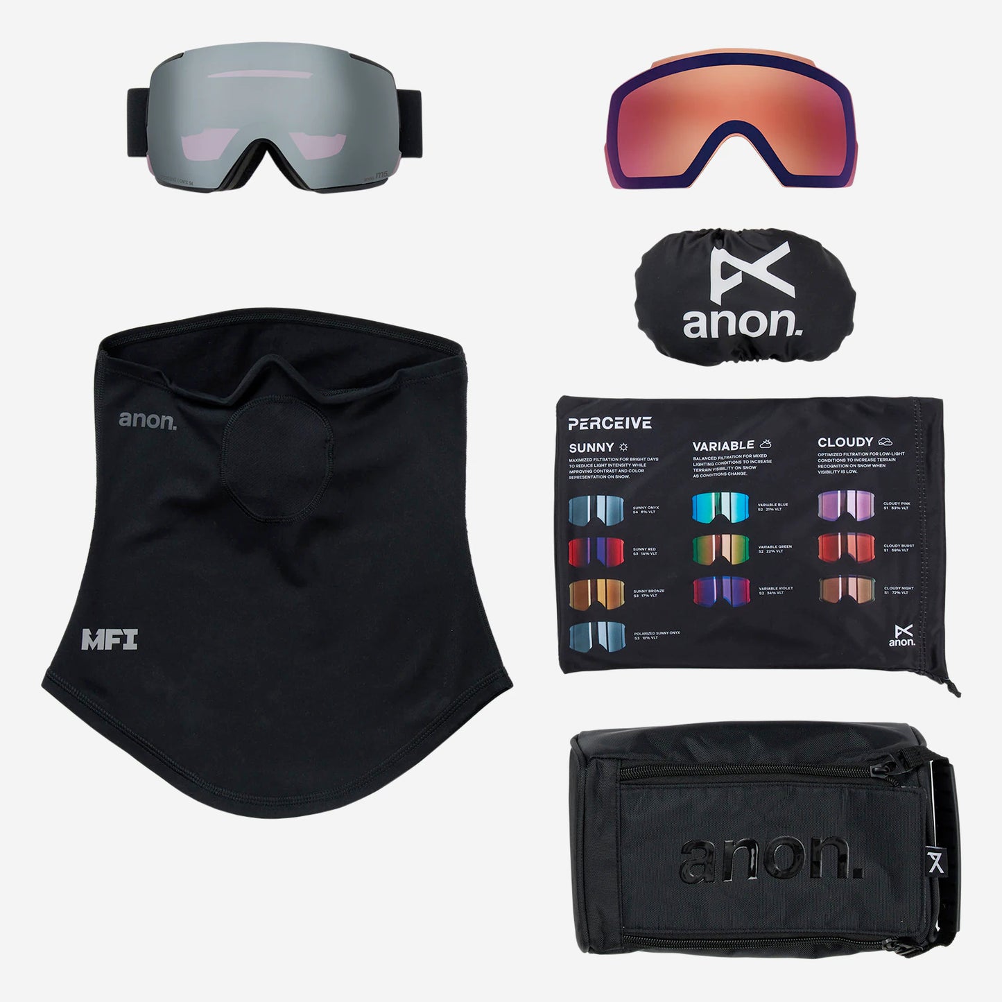 anon m5 goggles with bonus lens and mfi mask-color-smoke/perceive sunny onyx