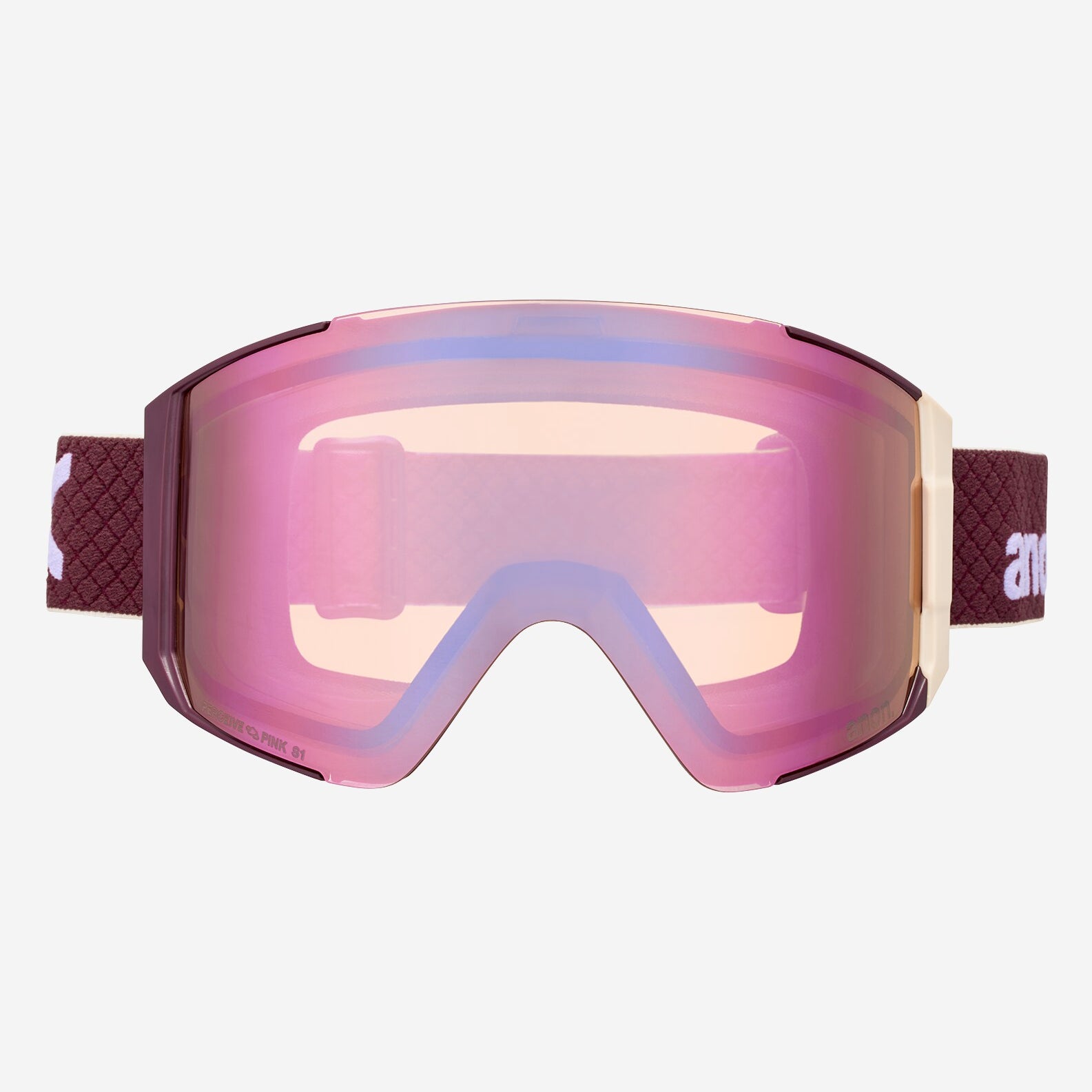 anon sync goggles + bonus lens + mfi mask-color-deep cherry/perceive cloudy pink