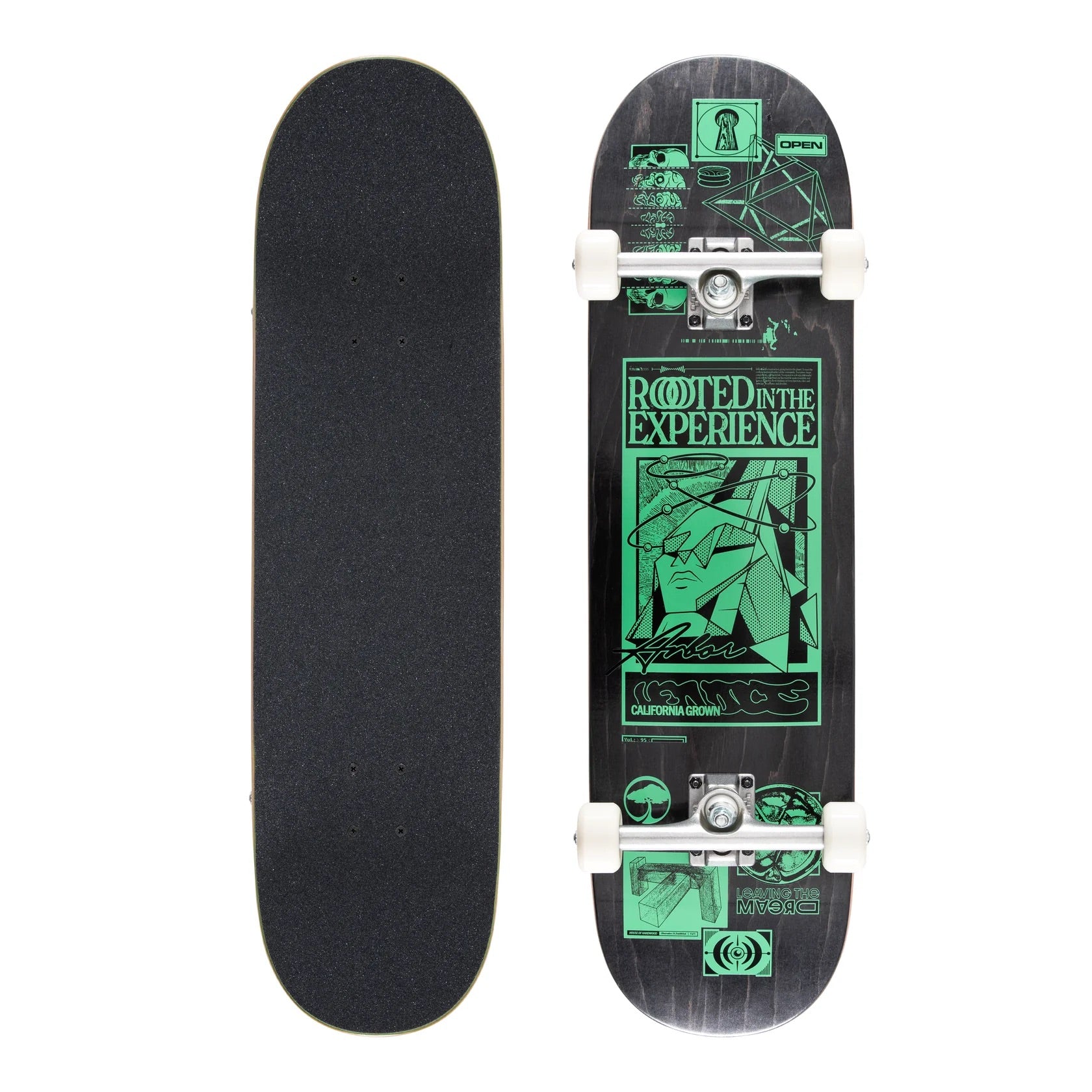 arbor rooted in the experience 8.5 inch complete skateboard-color-green