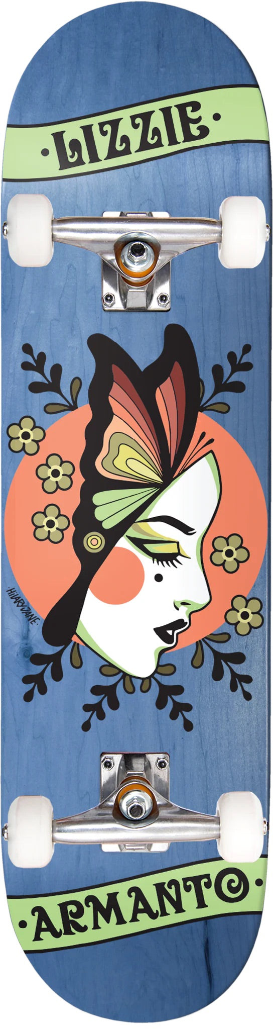 birdhouse lizzie armanto la butterfly complete skateboard-color-blue