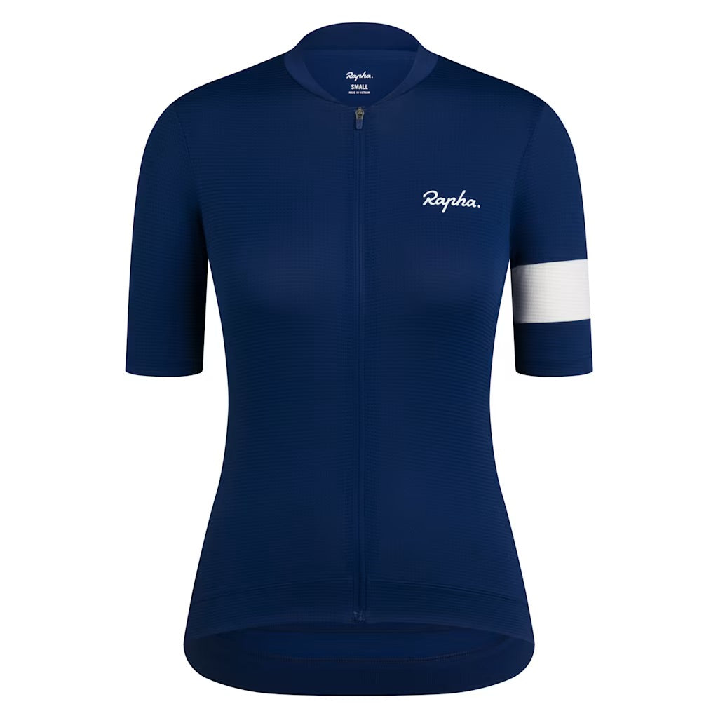 rapha core lightweight women’s short sleeve jersey-color-navy/white