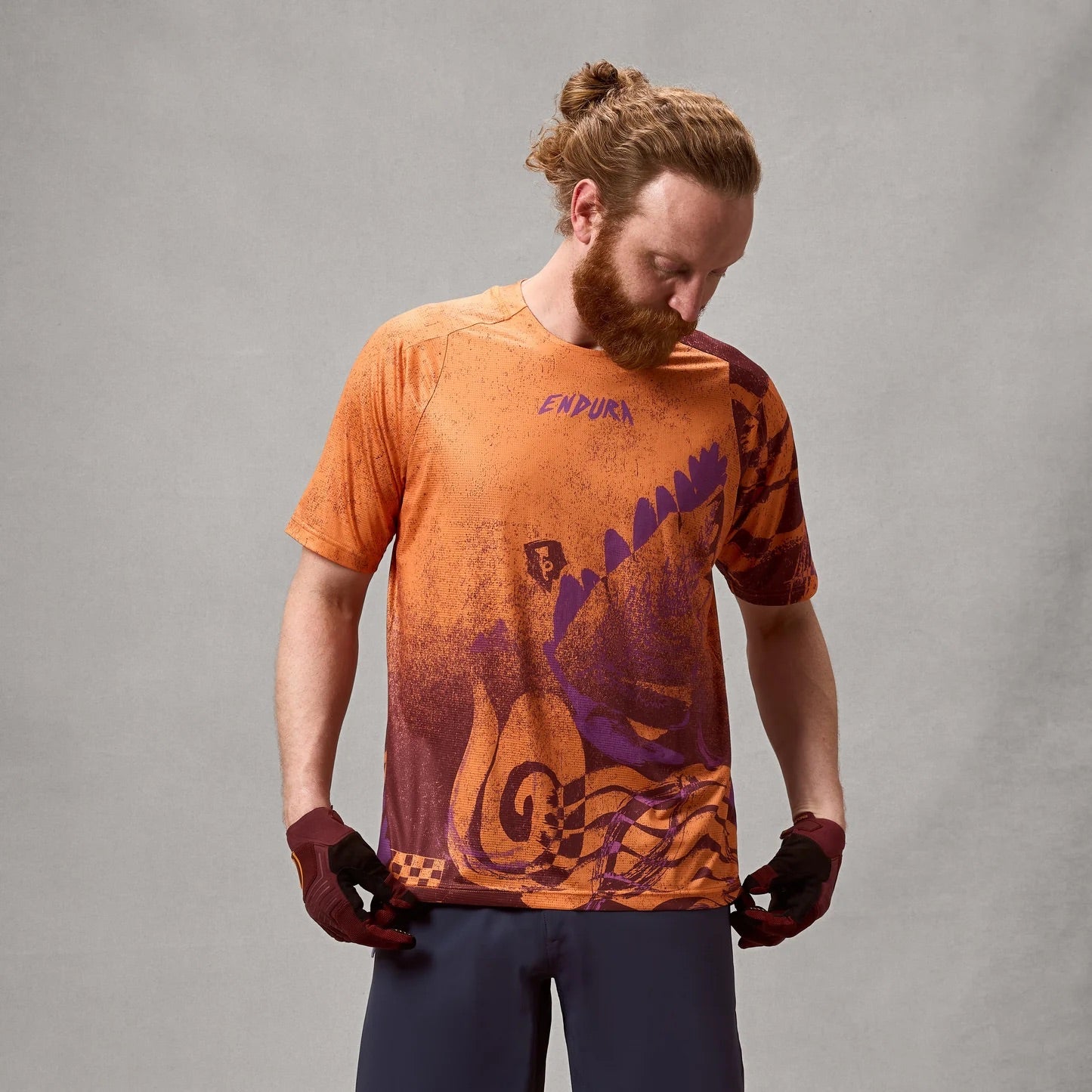 endura singletrack print mens jersey-color-end orange