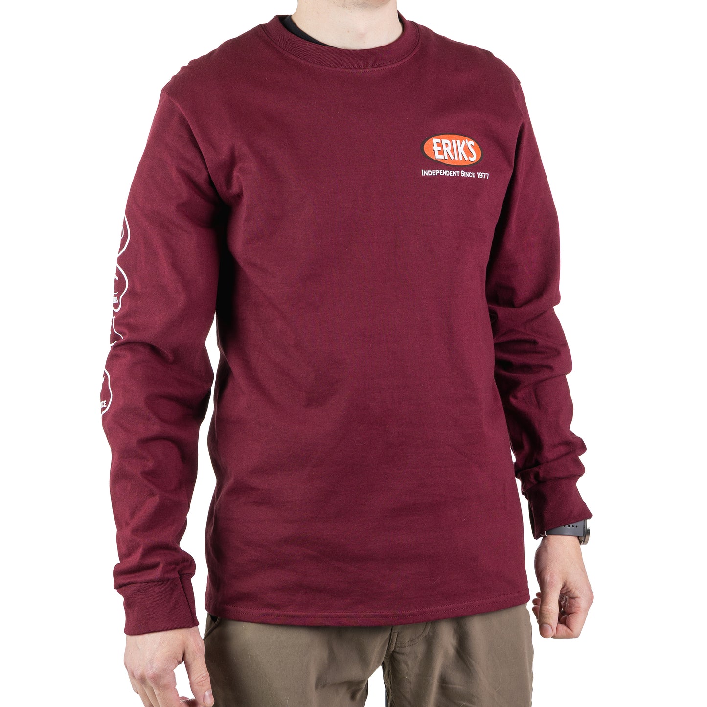 eriks bike board ski long sleeve shirt-color-maroon
