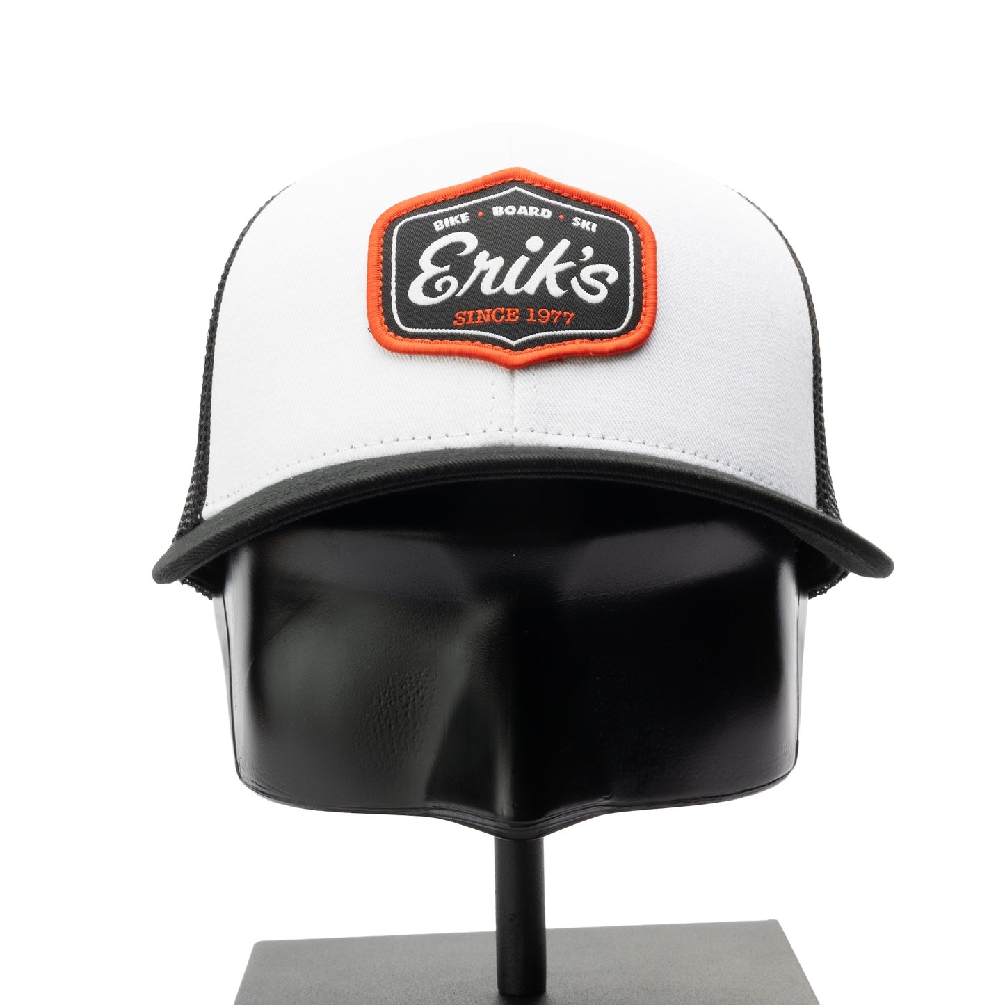 eriks classic logo twill trucker hat-color-black/white