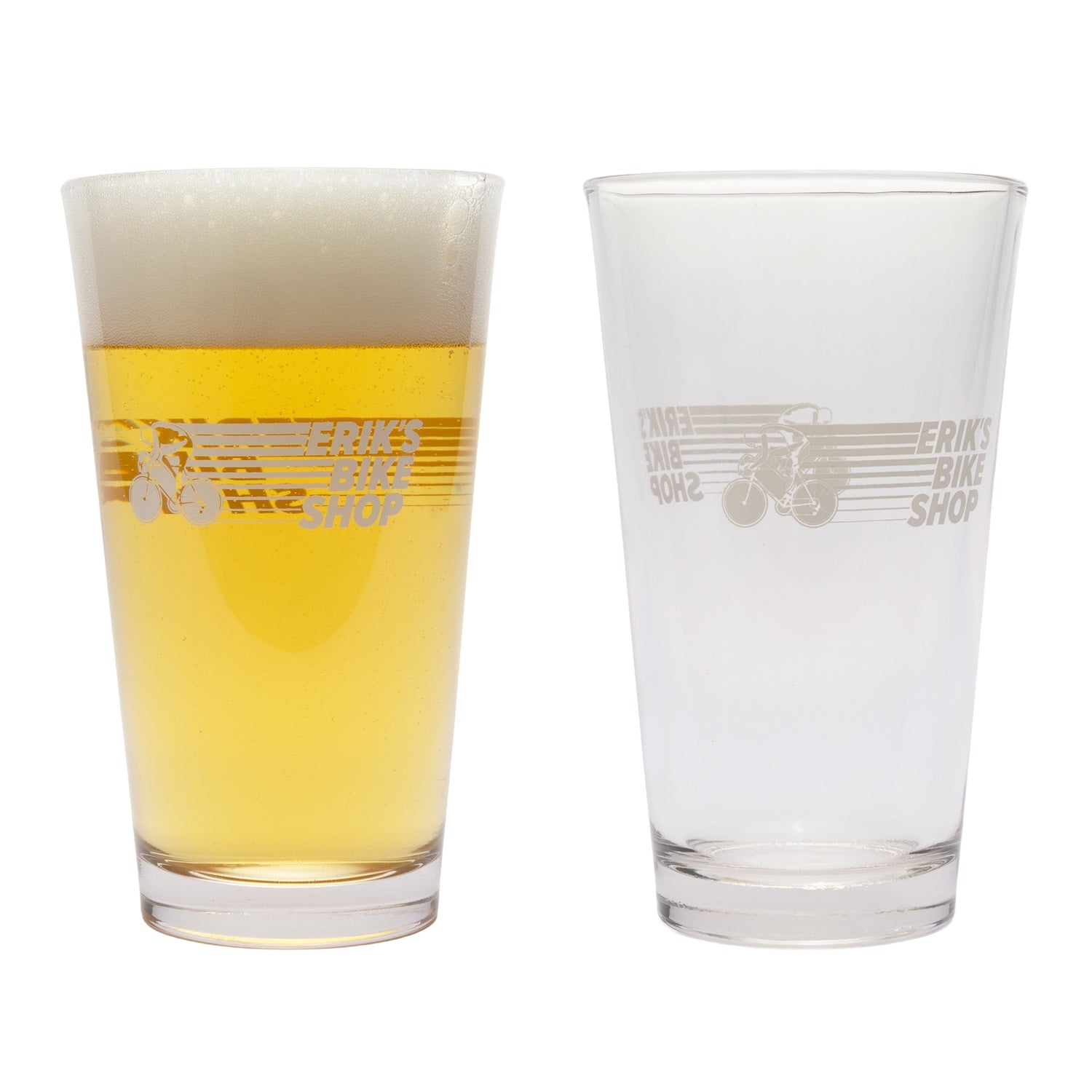 eriks cyclist logo 16 oz pint glass