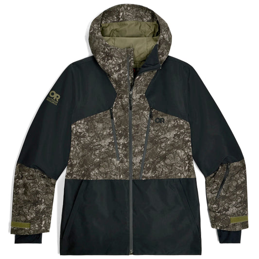 outdoor research powderverse men’s jacket-color-ranger green granite print/black
