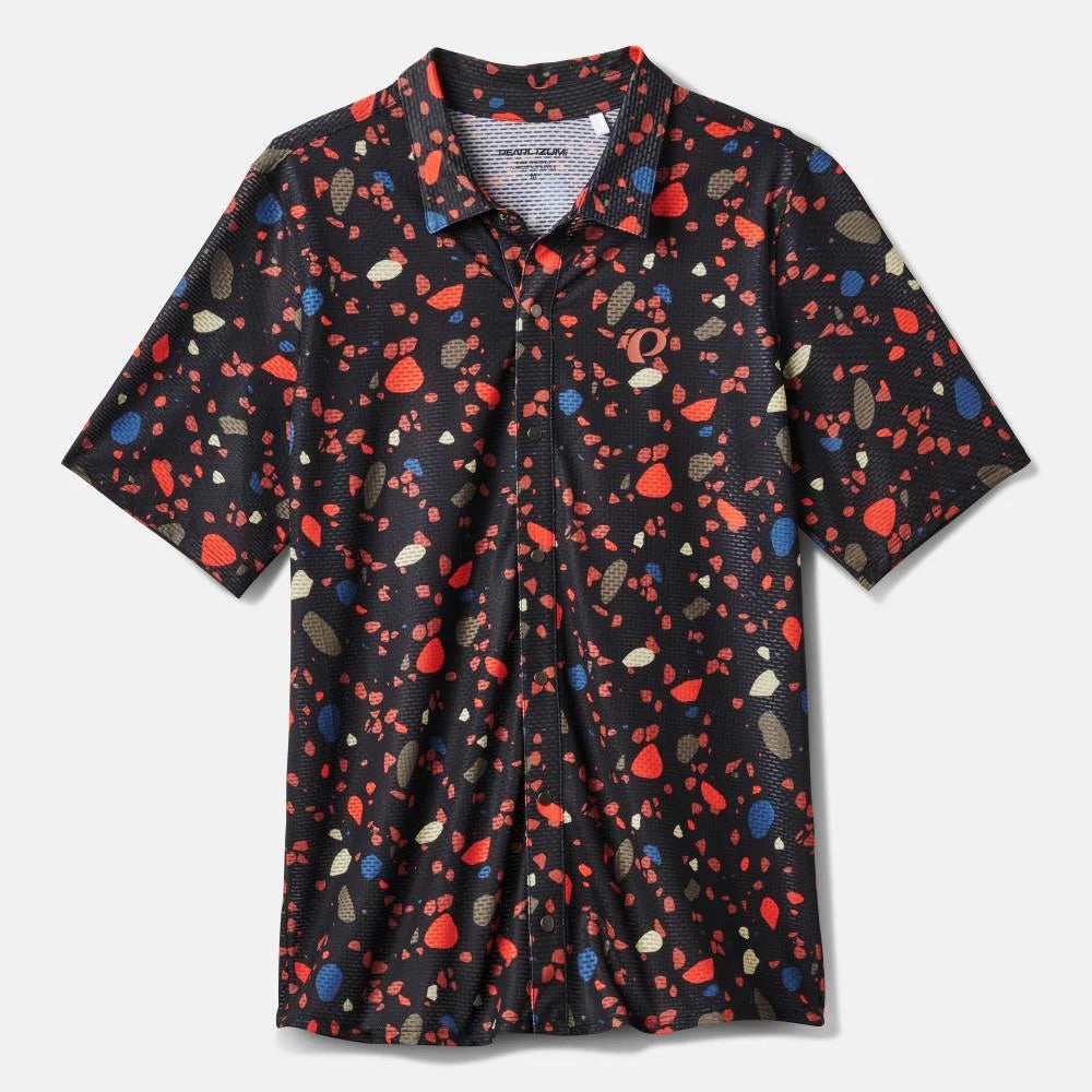 pearl izumi canyon tech snap short sleeve men’s jersey-color-black multi terrazzo