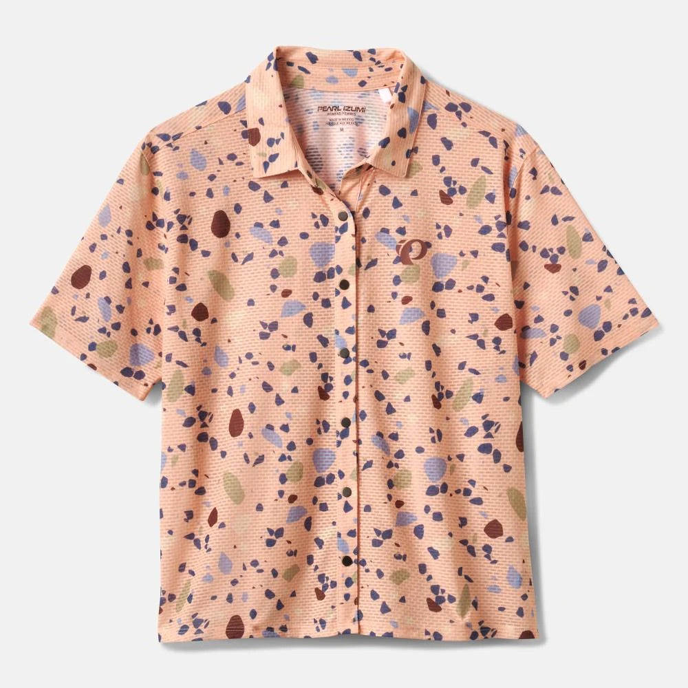 pearl izumi canyon tech snap short sleeve women’s jersey-color-apricot multi terrazzo