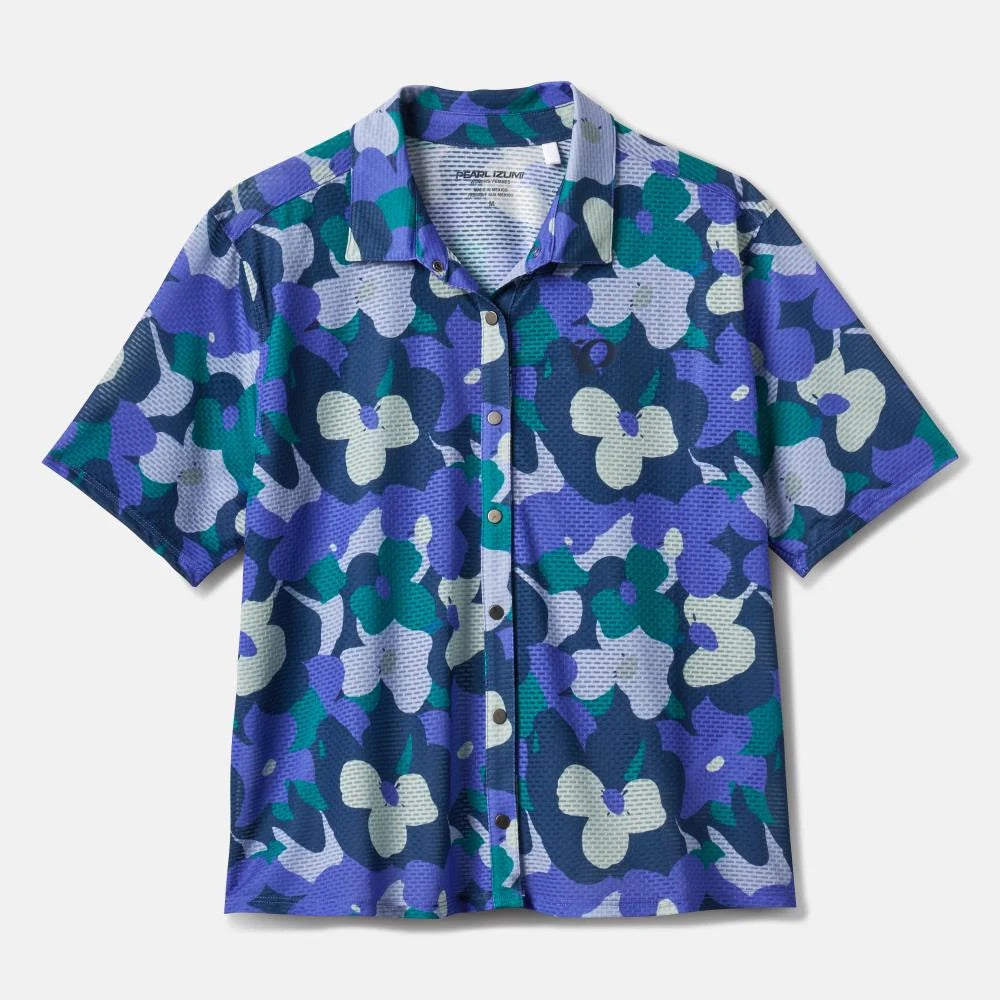pearl izumi canyon tech snap short sleeve women’s jersey-color-vintage indigo fleurish
