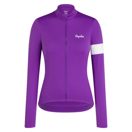 rapha core thermal long sleeve women’s jersey-color-ultraviolet/white