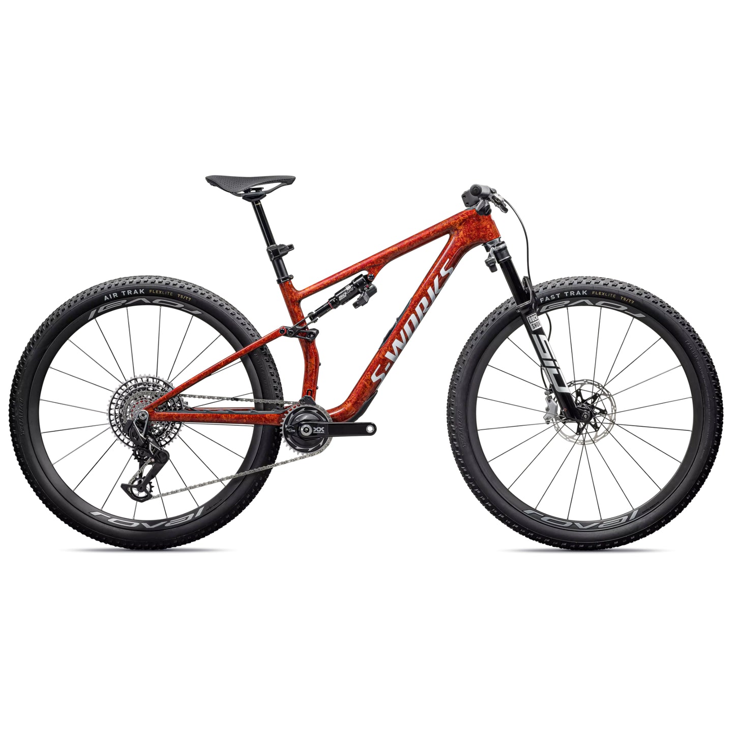 s-works 2026 epic 8 full suspension mountain bike-color-gloss fiery red dry impasto / metallic white silver