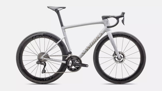 s-works 2025 tarmac sl8 di2 road bike-color-gloss dove grey/silver dust blurred impasto/black pearl