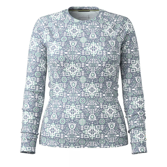 smartwool classic thermal merino women’s base layer crew-color-nightfall deco floral