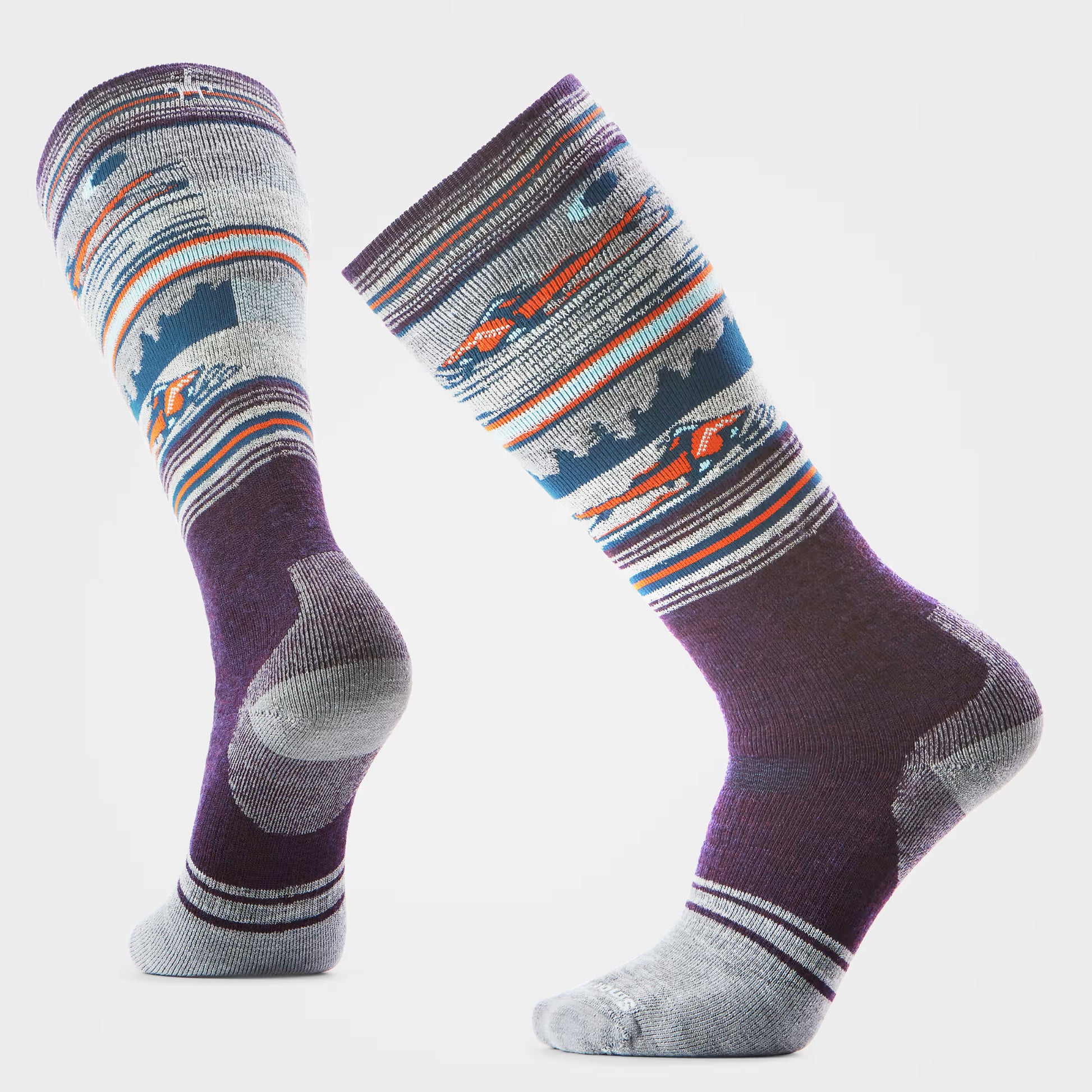 smartwool full cushion mountain geo pattern over the calf socks-color-purple iris