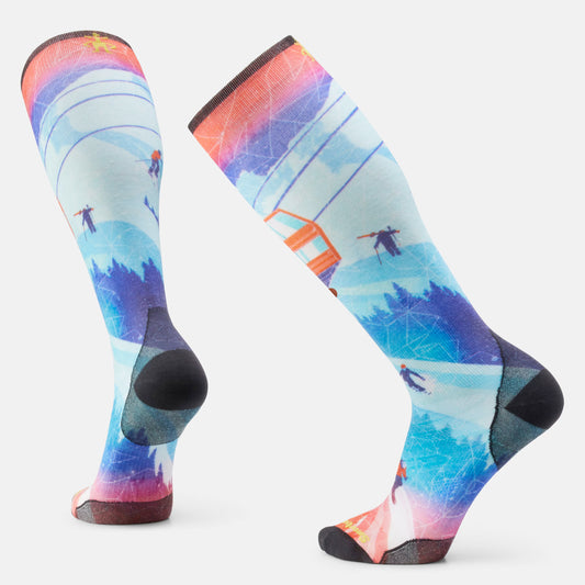 smartwool zero cushion ski day print over the calf socks
