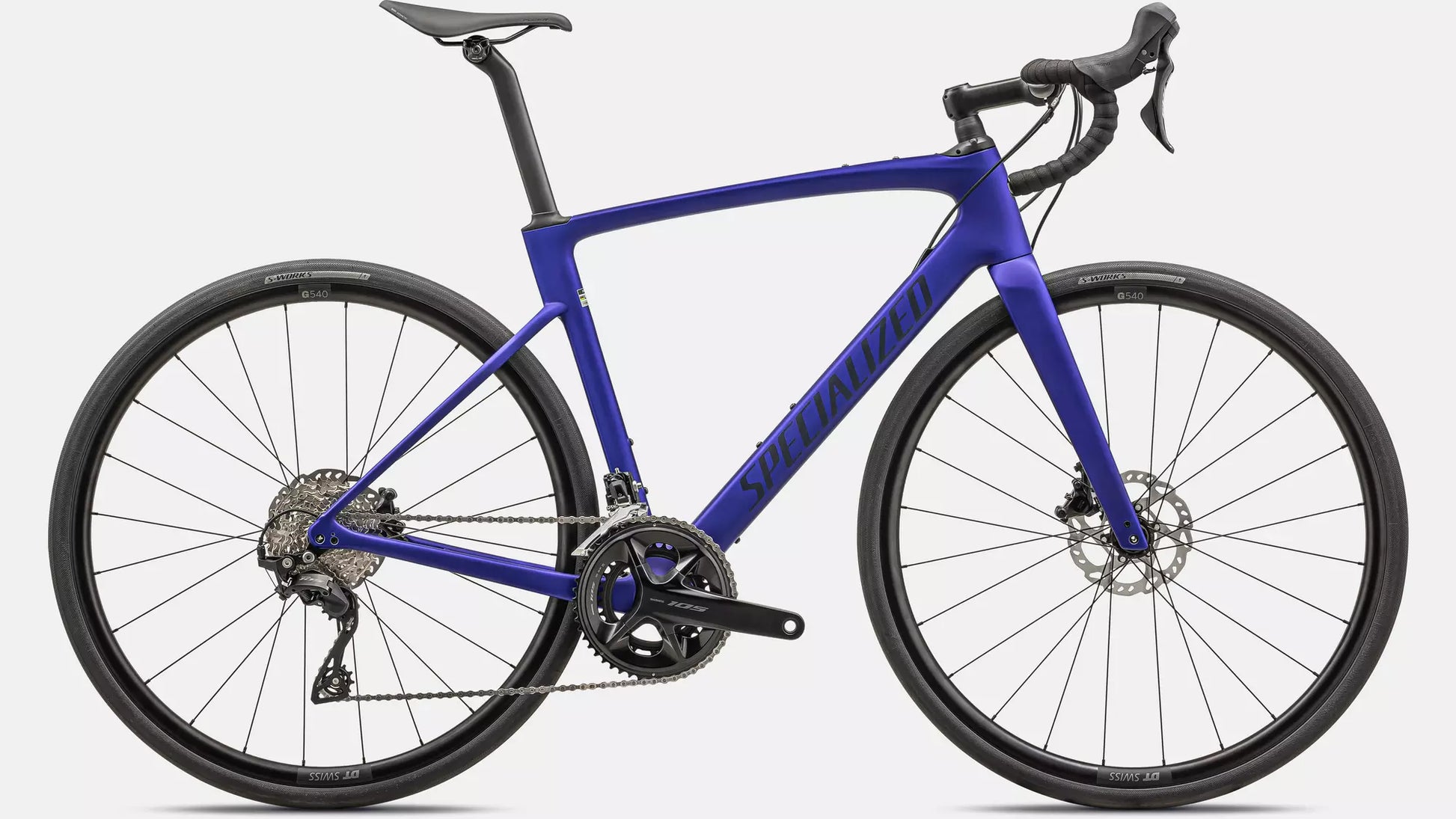 specialized 2024 roubaix sport 105 road bike-color-metallic sapphire/blue onyx
