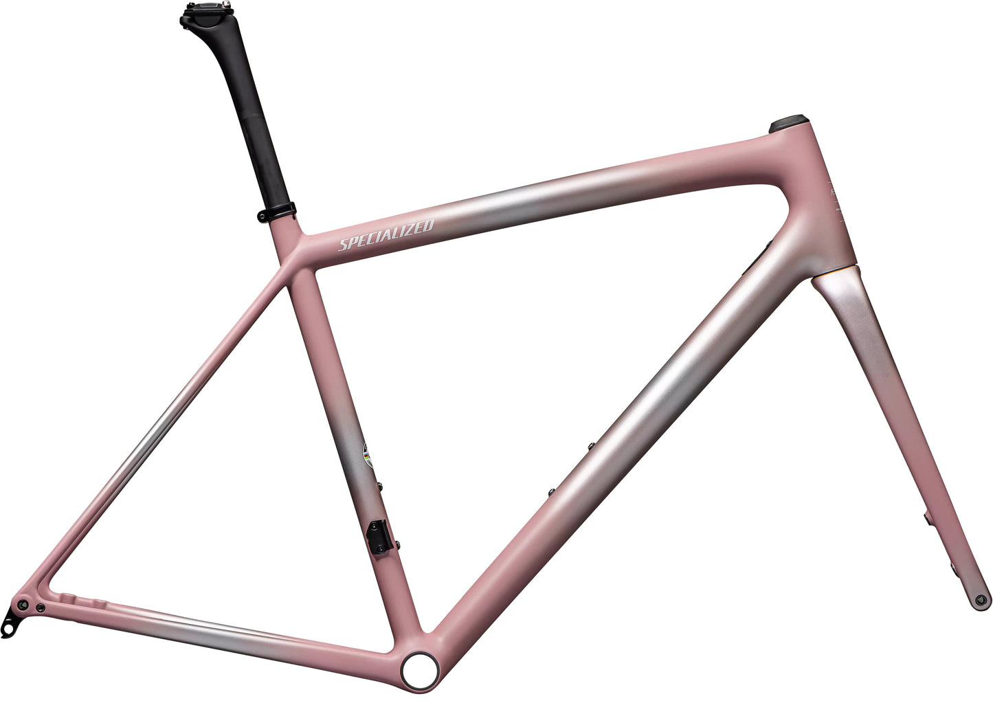 Specialized Aethos Road Bike Frameset 56Cm Satin Silver Flake/Dusky Pink/Champagne Radial Fades/Dune White