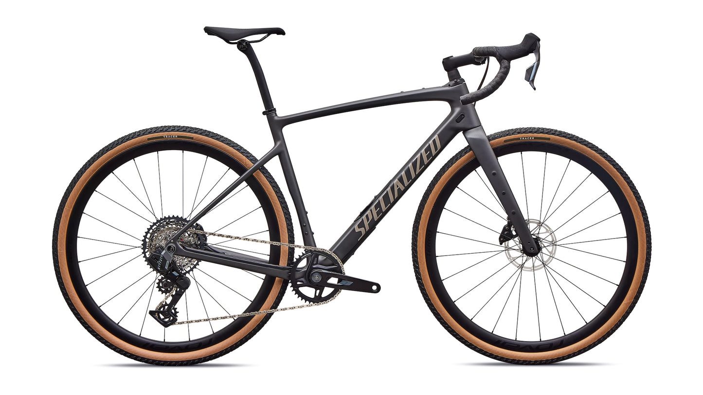specialized 2026 diverge 4 expert axs road bike-color-satin smoke metallic / sandstone metallic