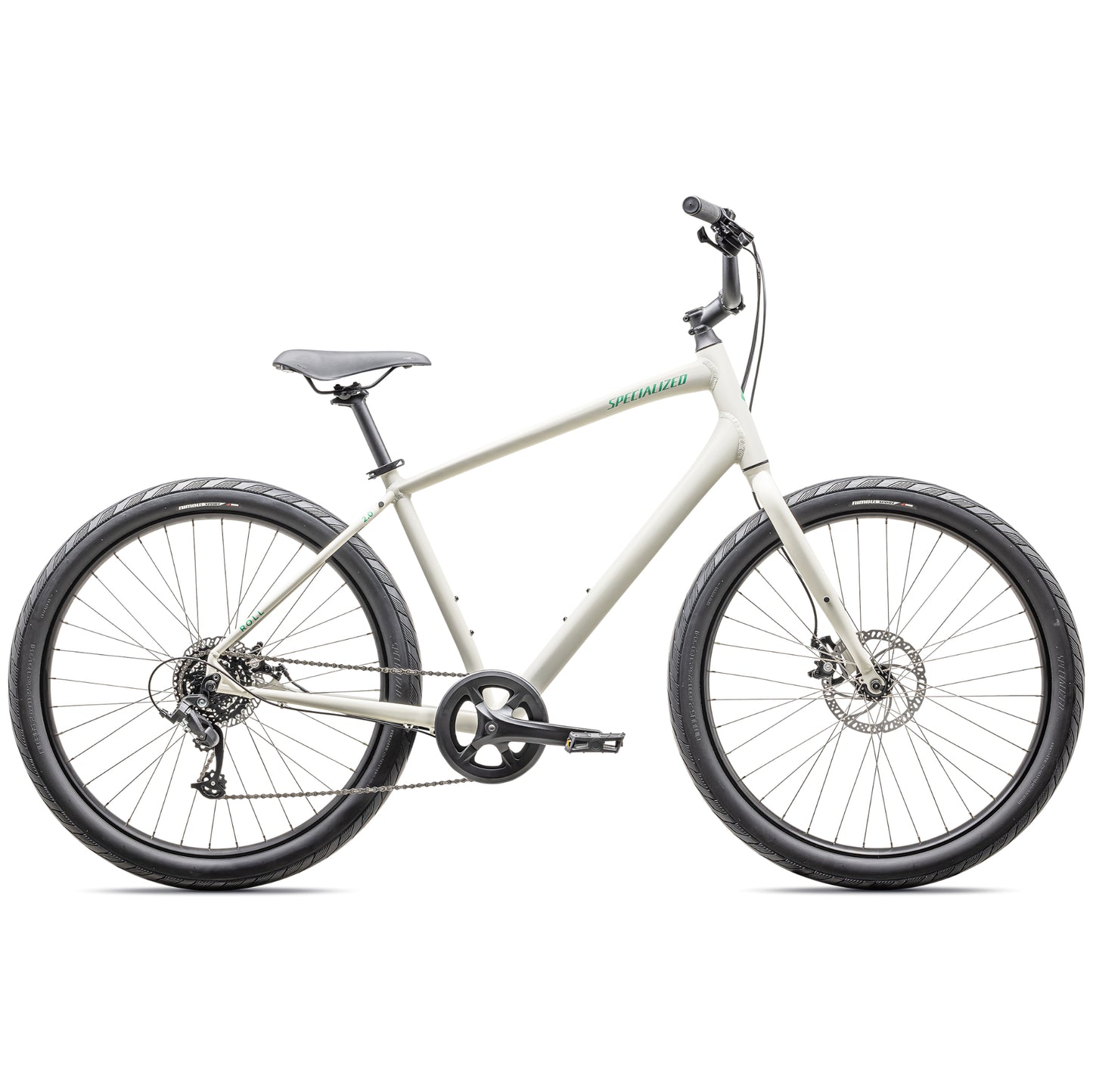 specialized 2025 roll 2.0 comfort bike-color-satin birch / satin electric green reflective