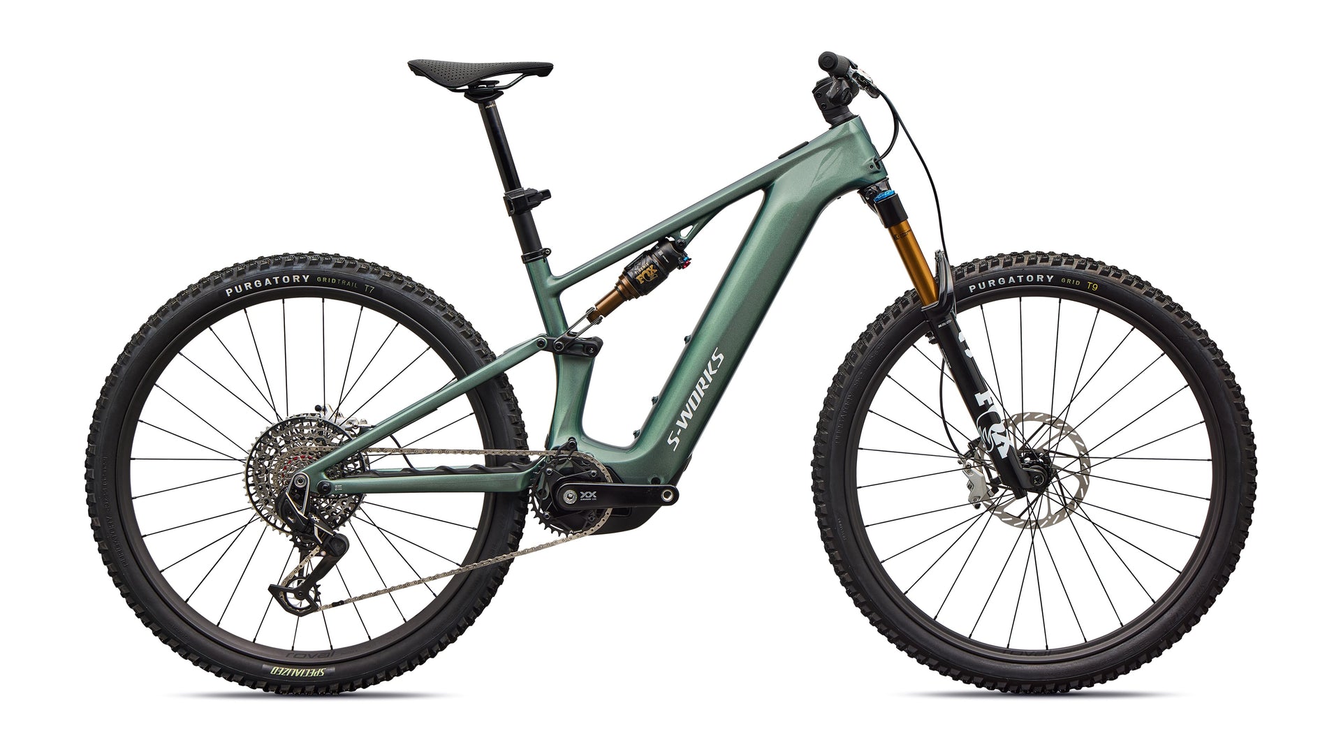 mountain electric bicycle S-Works Turbo Levo R Gloss Premium Fjord Metallic / White / S5 Spinning Reels Model:6000 5.6:1 ArmourTech saltwater-rods President Baitcast Combo 7' and hydraulic suspension