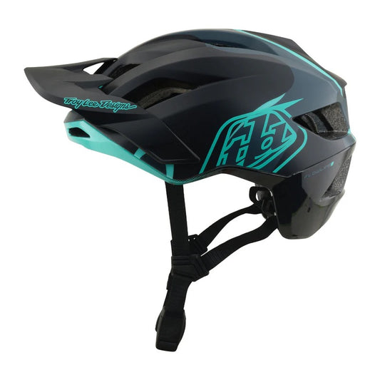 troy lee designs flowline se badge helmet-color-carbon / real teal