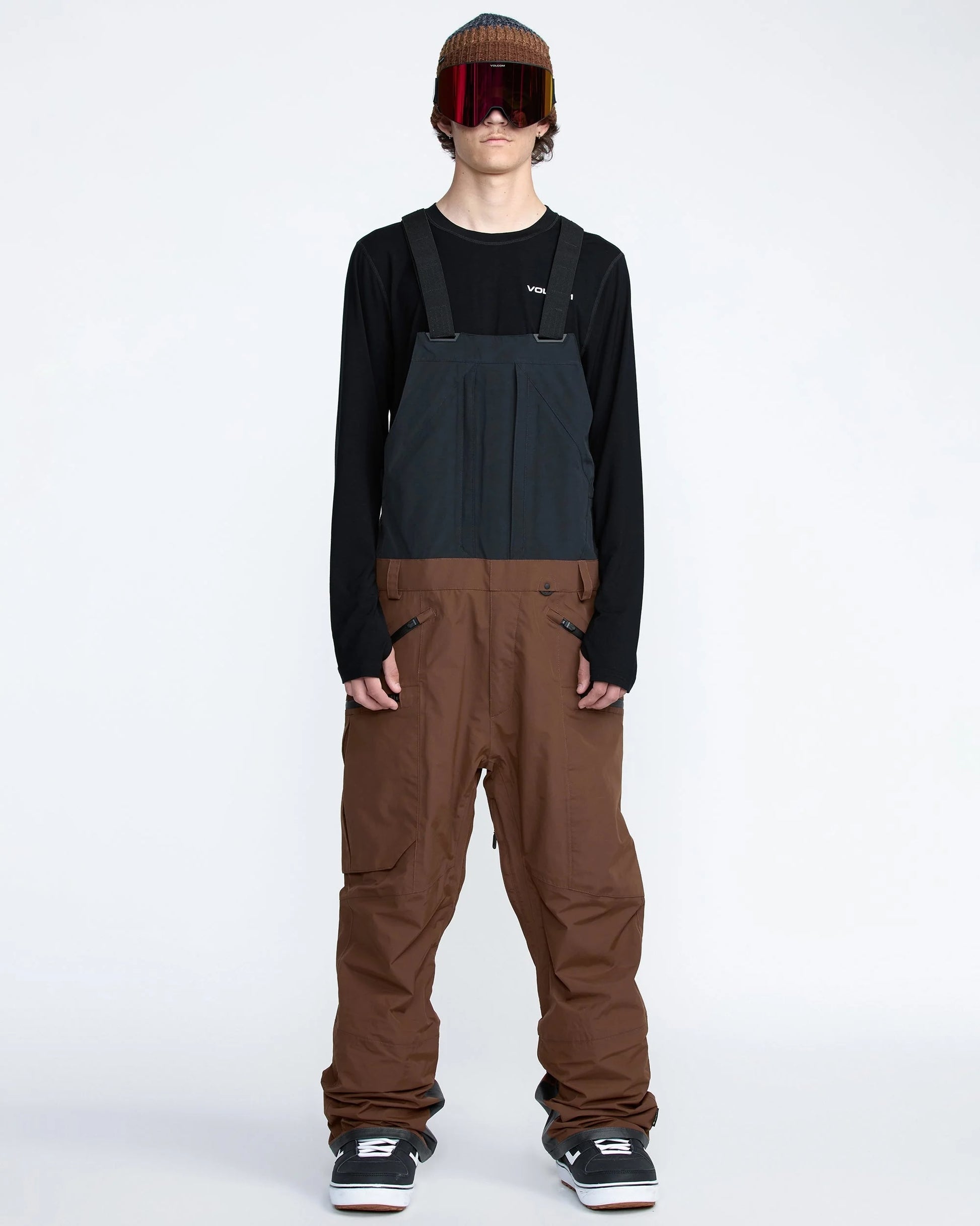 volcom rain gore-tex bib pant-color-brn-size-lmxl